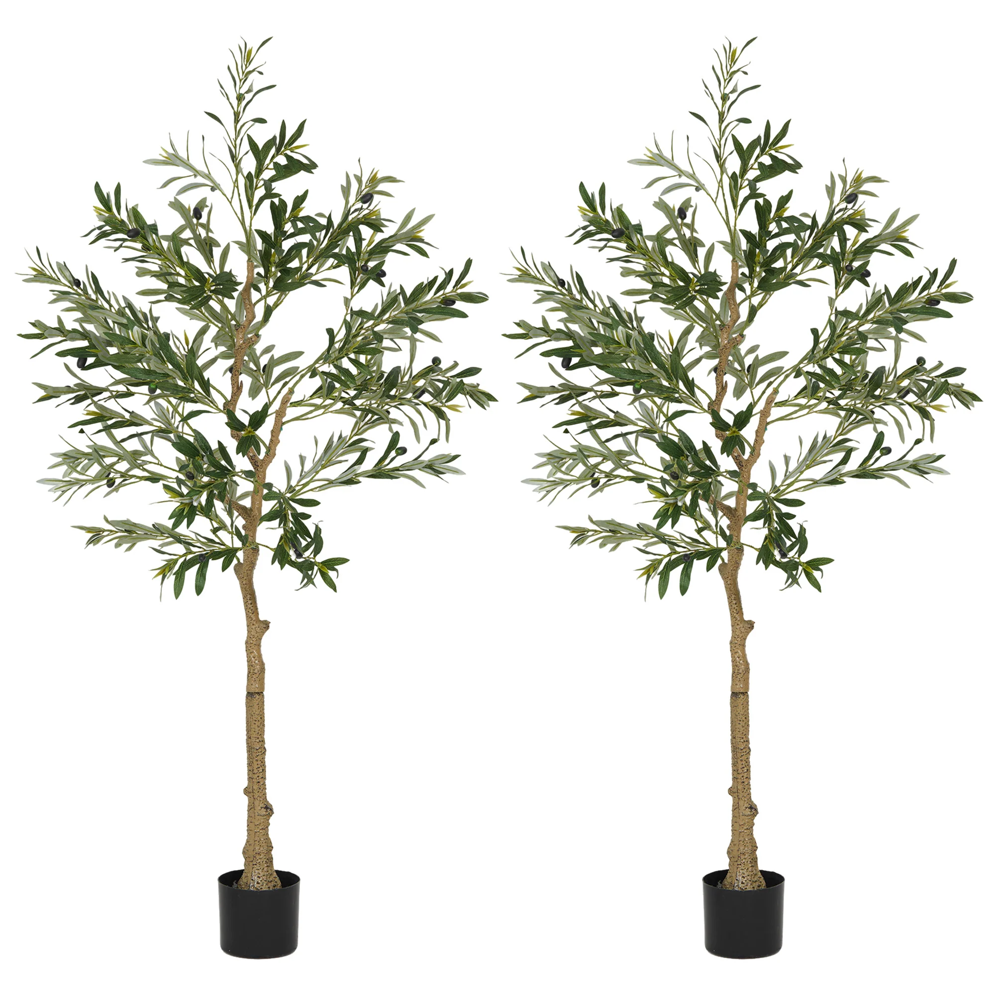 HOMCOM 2 Pack Indoor Artificial Plants, Faux Potted Silk Olive Trees - Image 10