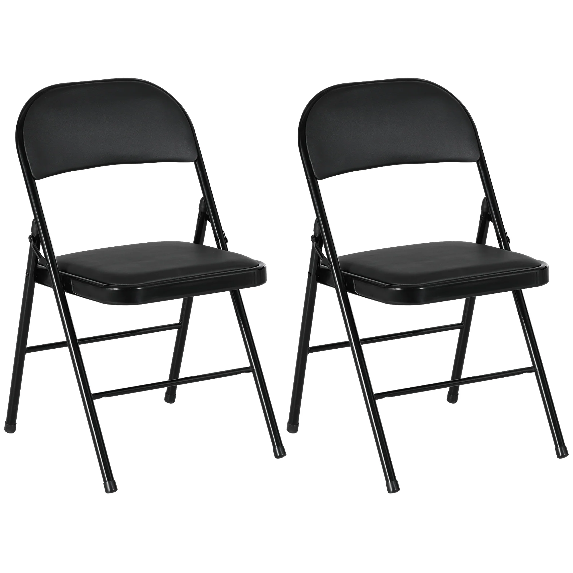 HOMCOM 2 Pack Padded Folding Chairs With Cushioned Seat And Metal Frame White - Image 10