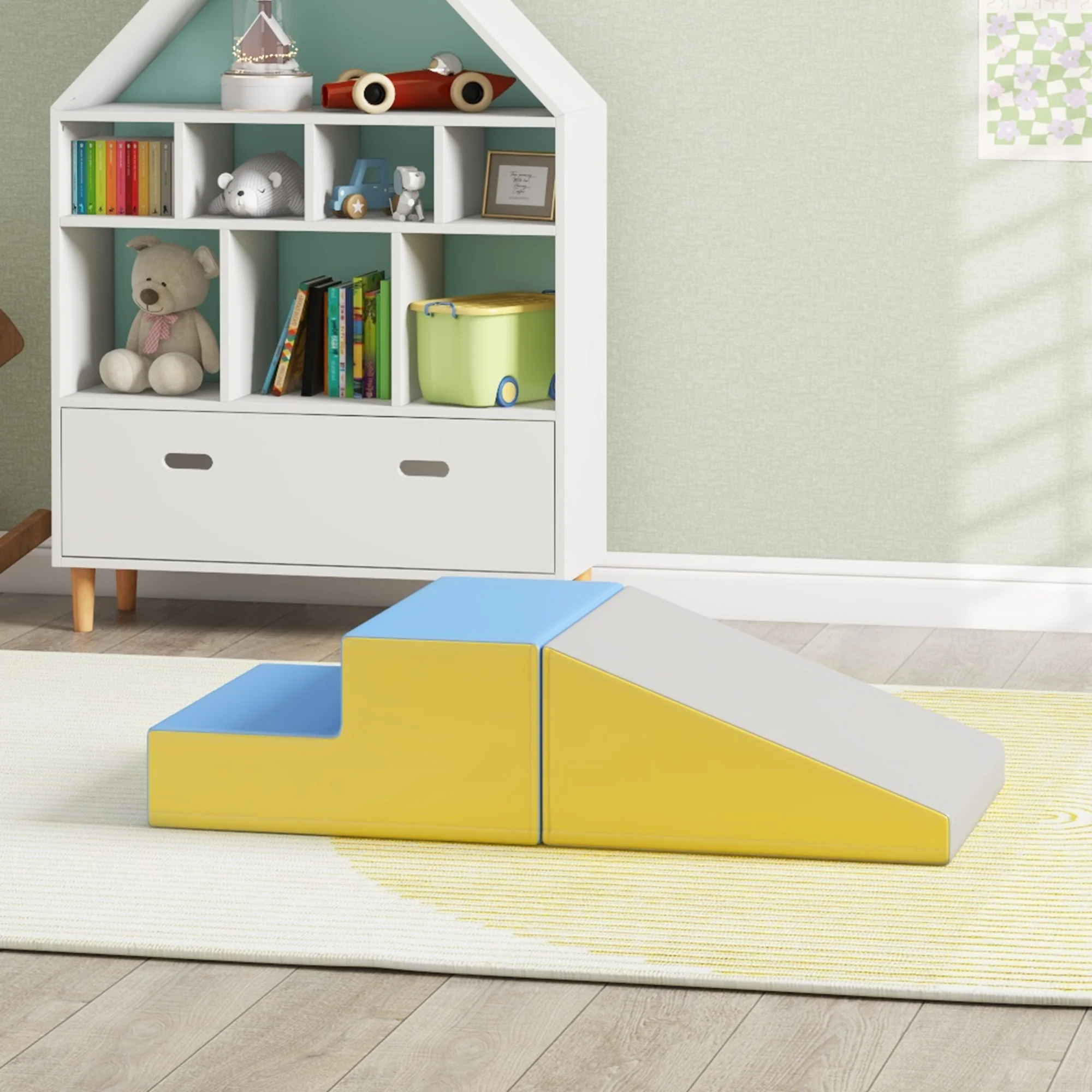 HOMCOM 2 Piece Soft Grey Play Set For Toddler Climb And Crawl - Image 10