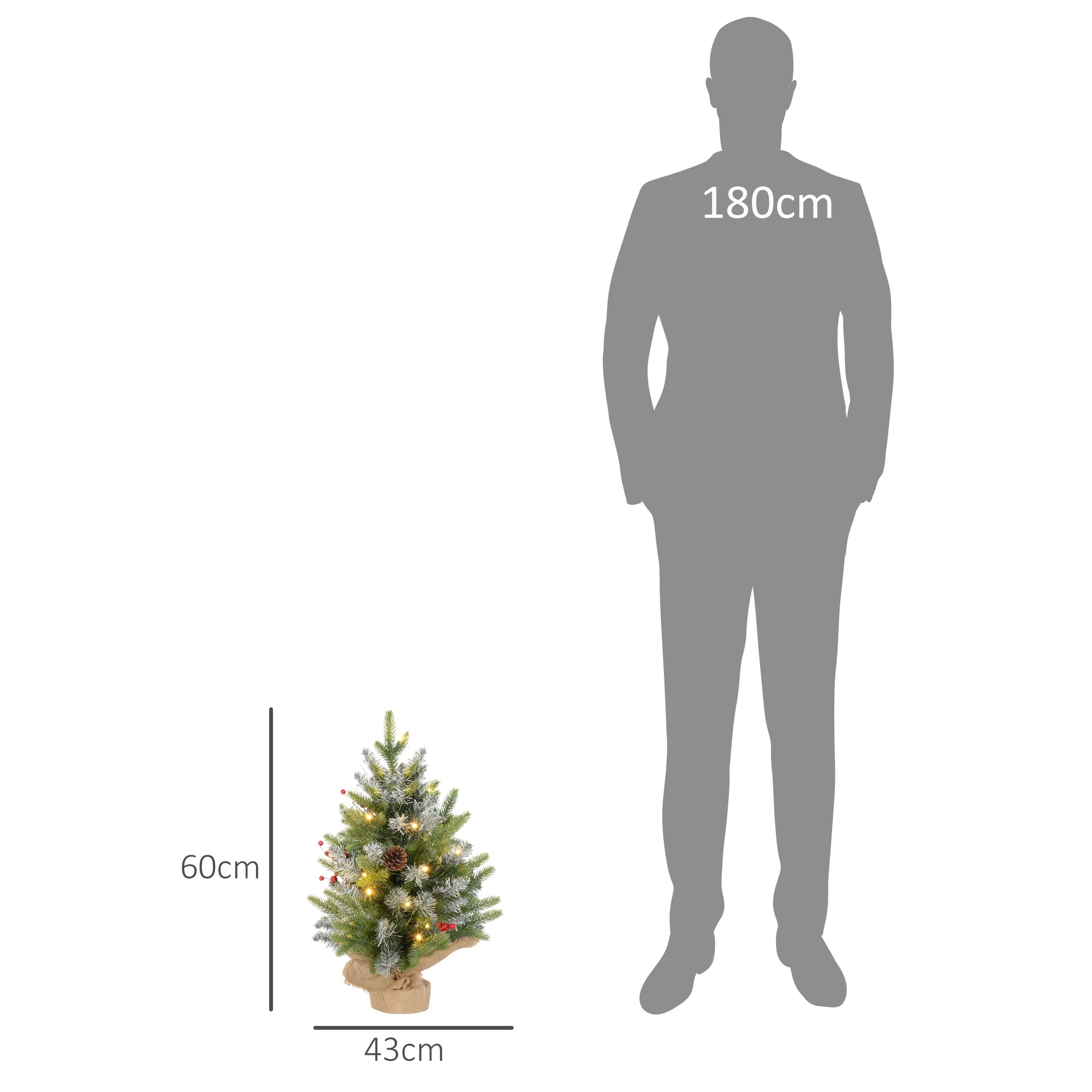 HOMCOM 2 Pieces Prelit Artificial Tabletop Christmas Trees, LED Display - Image 3