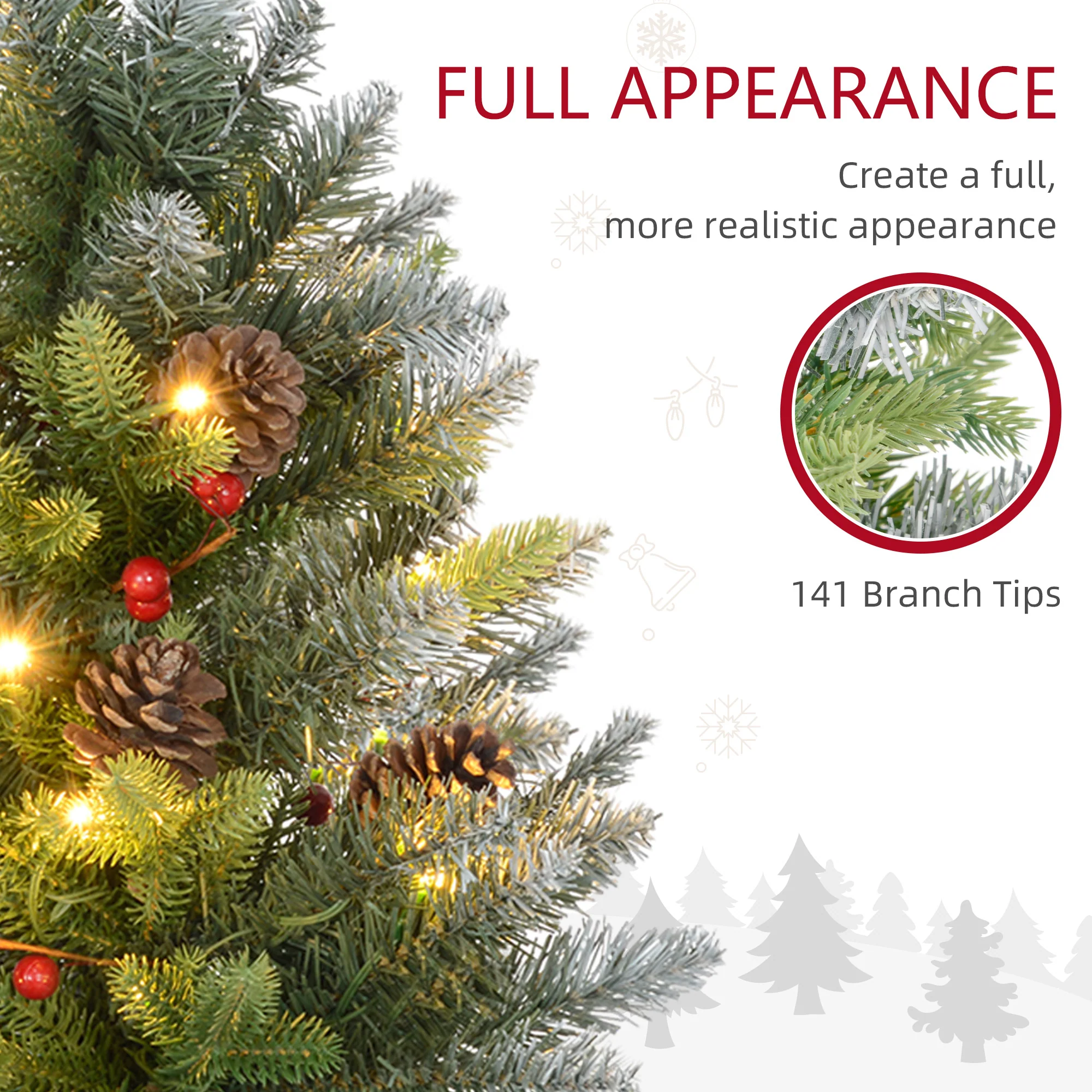HOMCOM 2 Pieces Prelit Artificial Tabletop Christmas Trees, LED Display - Image 6