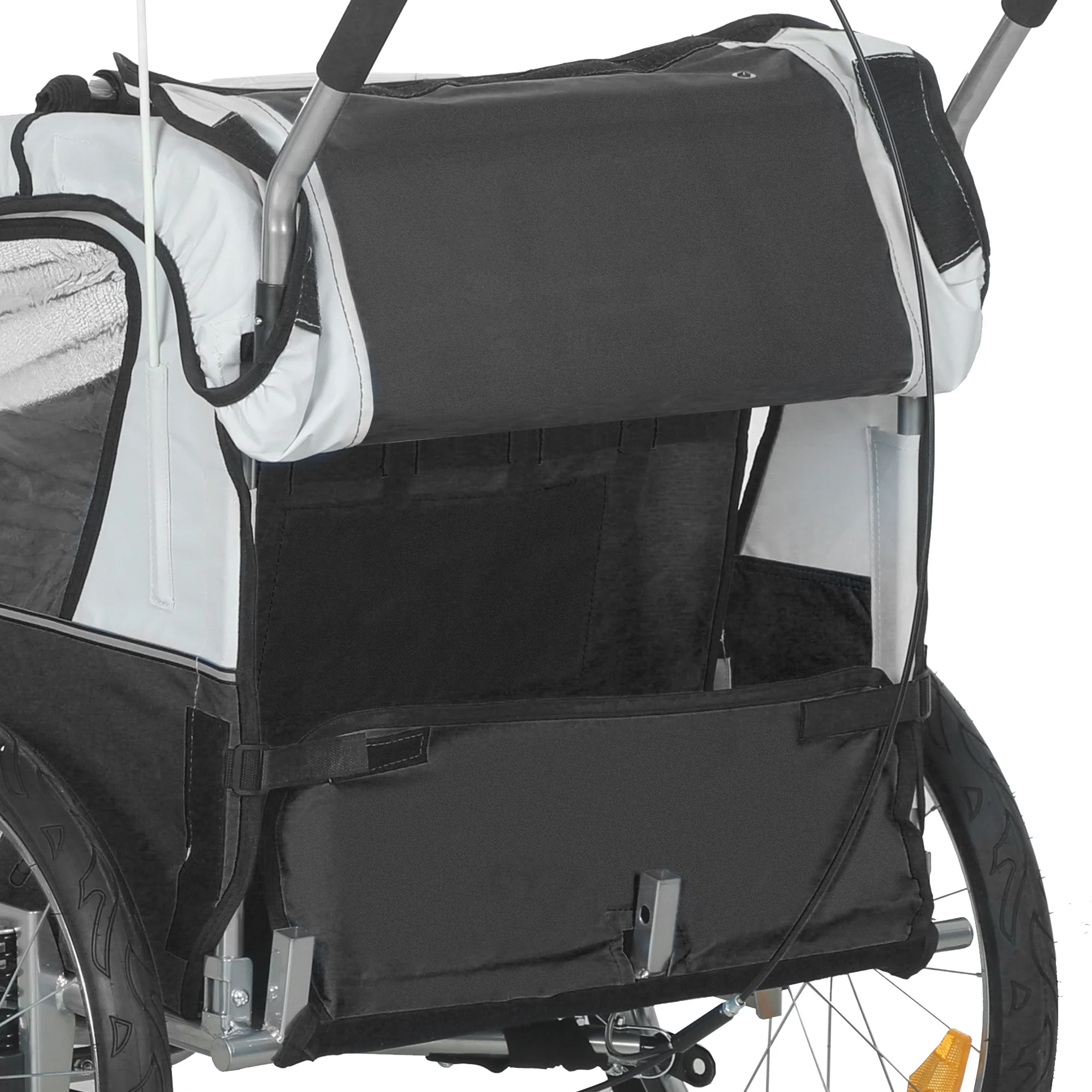 HOMCOM 2 Seat Bike Trailer with 5 Point Harness, for 18+ Months, Black - Image 9