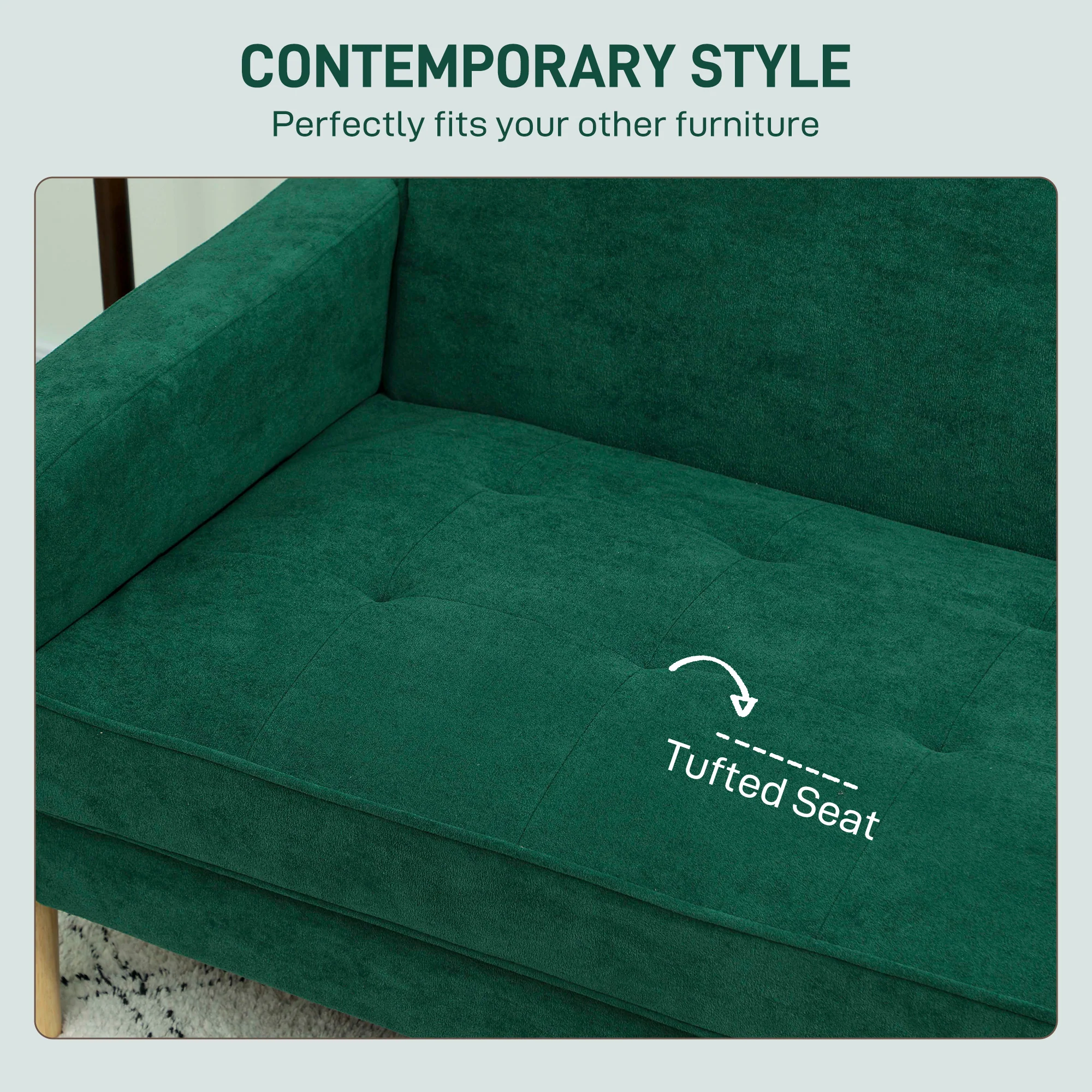 HOMCOM 2 Seater Sofa, Velvet-Feel Upholstered Loveseat For Small Space - Image 13