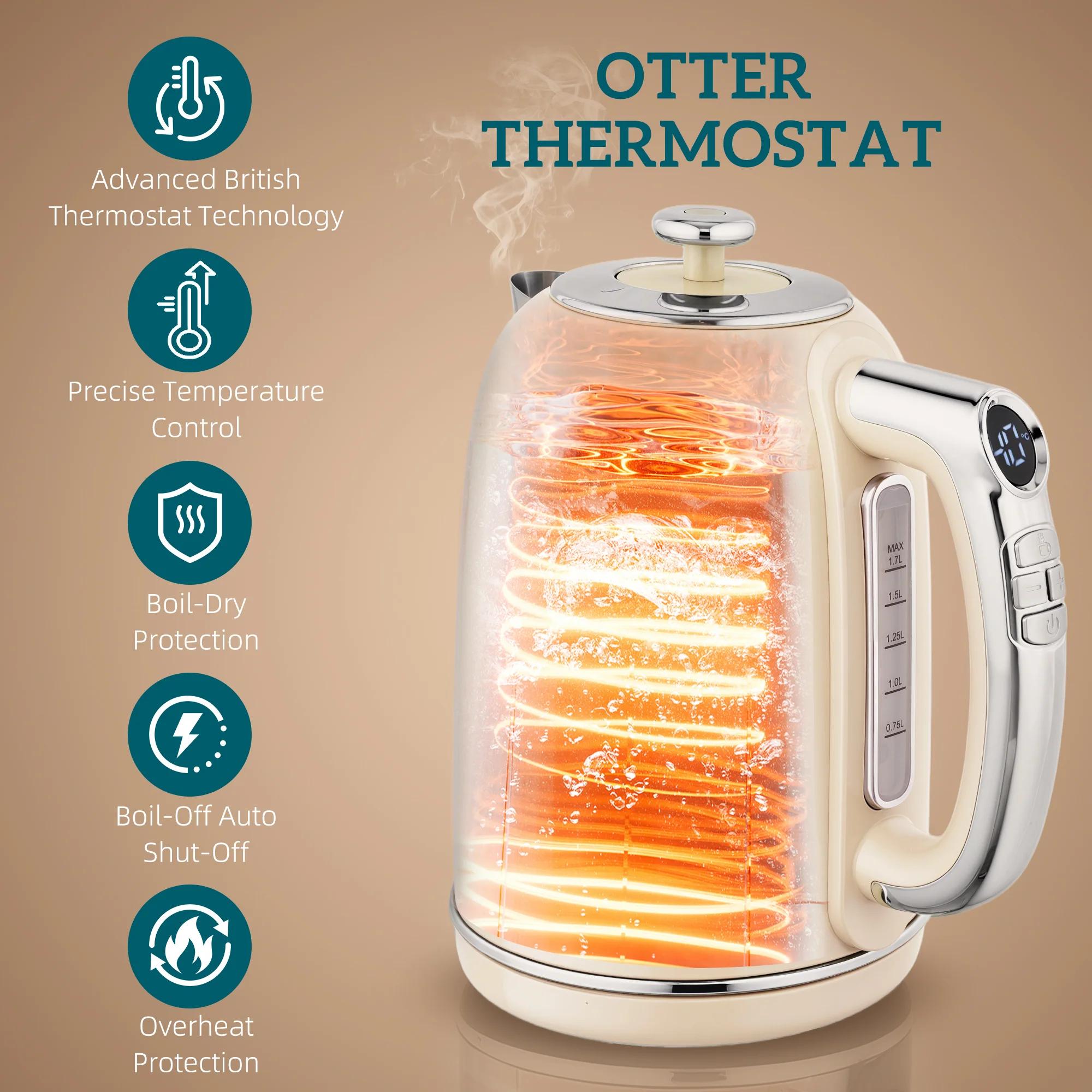 HOMCOM 2 Slice Toaster And Kettle With Keep Warm Memory Function, 1.7L 3000W - Image 3
