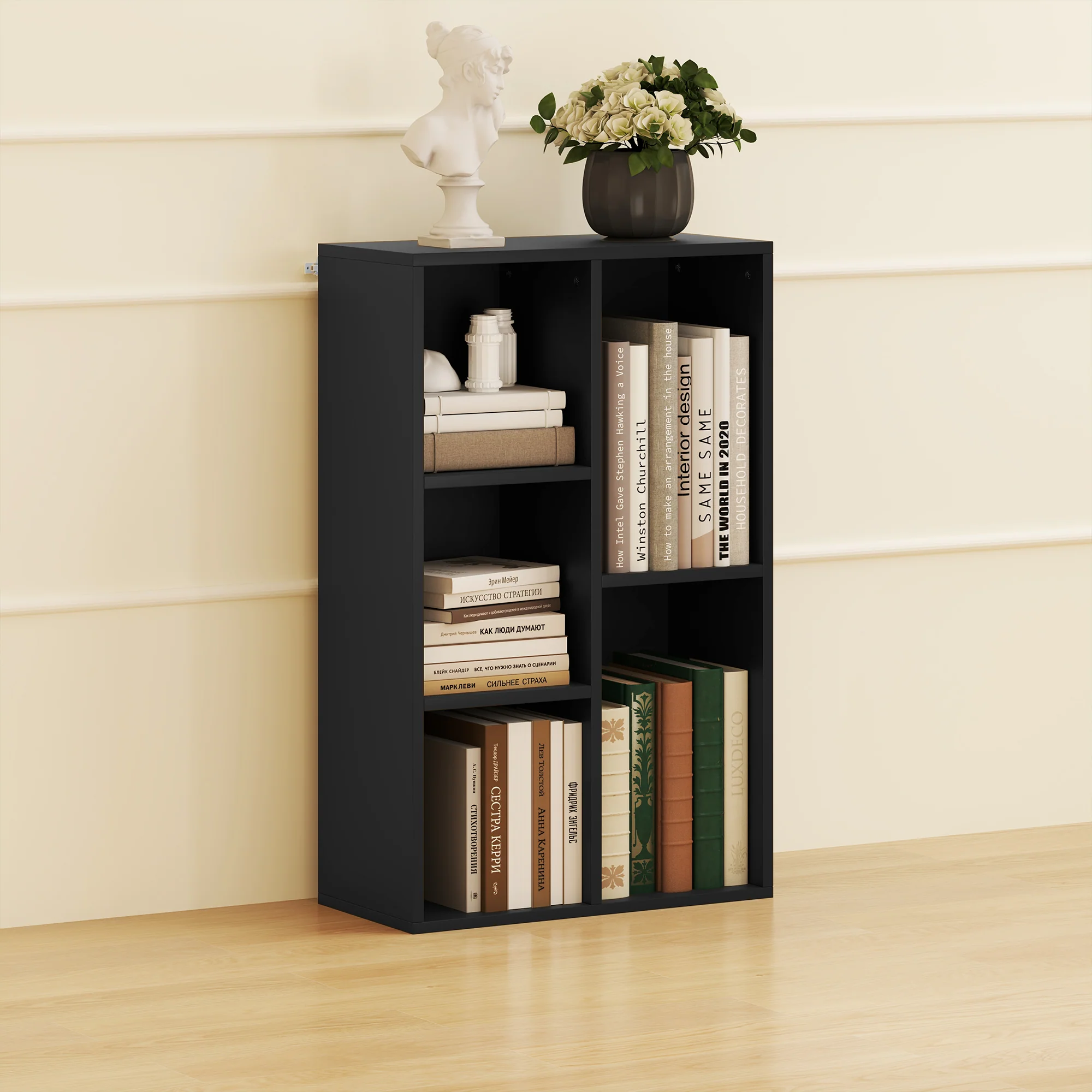 HOMCOM 2-Tier Bookshelf with 5 Open Storage Compartments - Image 7
