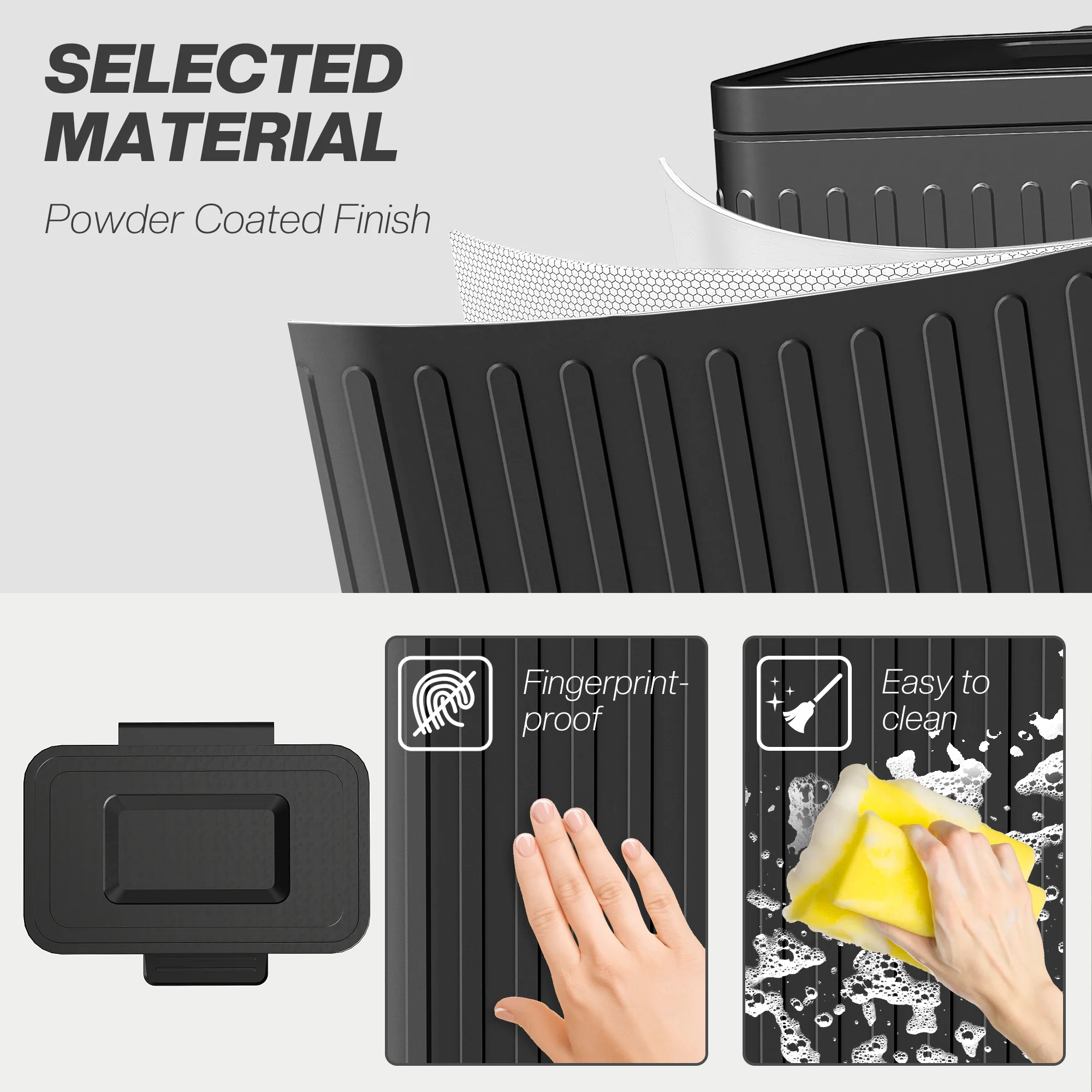 HOMCOM 2 X 20L Double Rubbish Bin, Pedal Bin With Soft-Close Lid, Black - Image 7