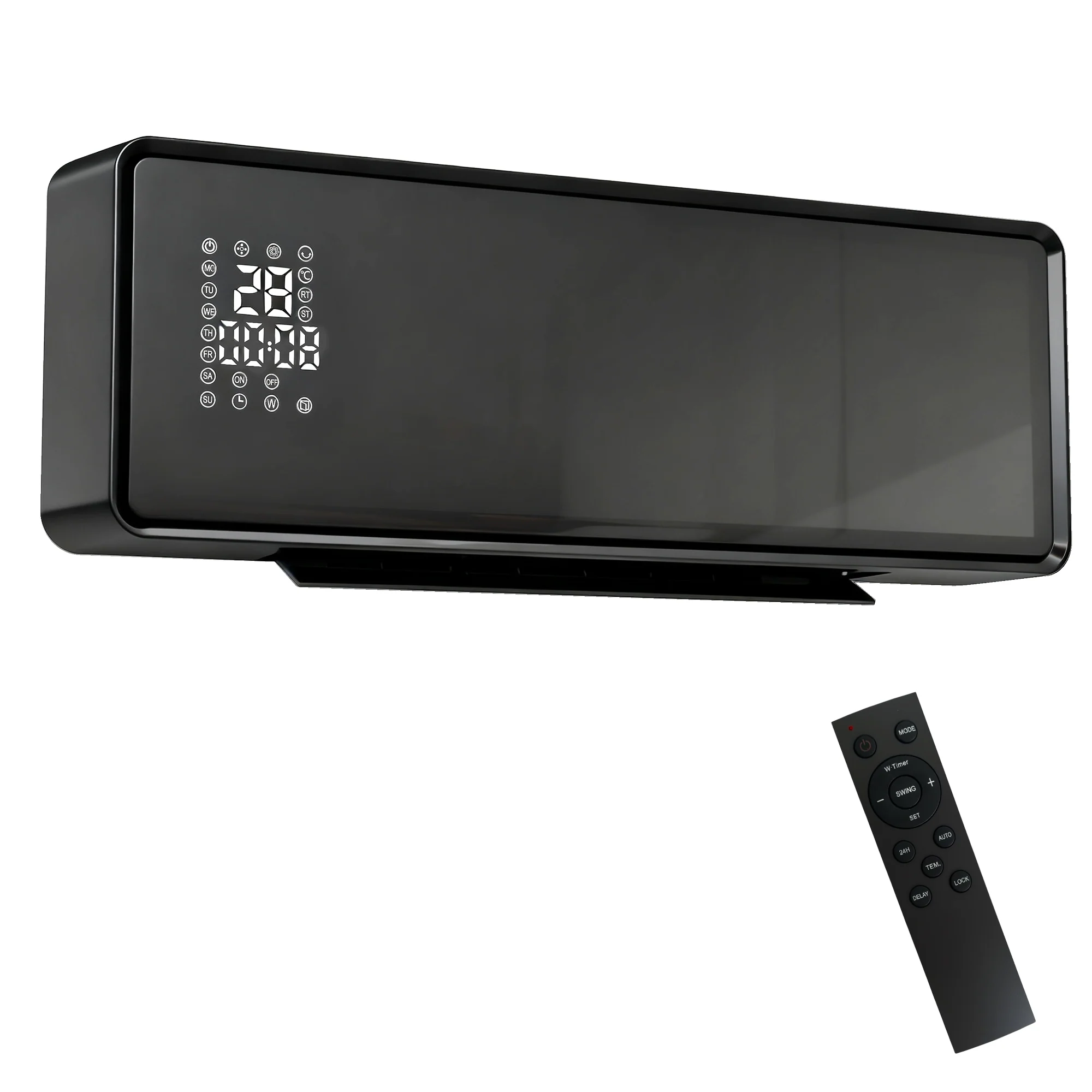 HOMCOM 2000W Ceramic Electric Heater with Fan, Wall Mounted, Black