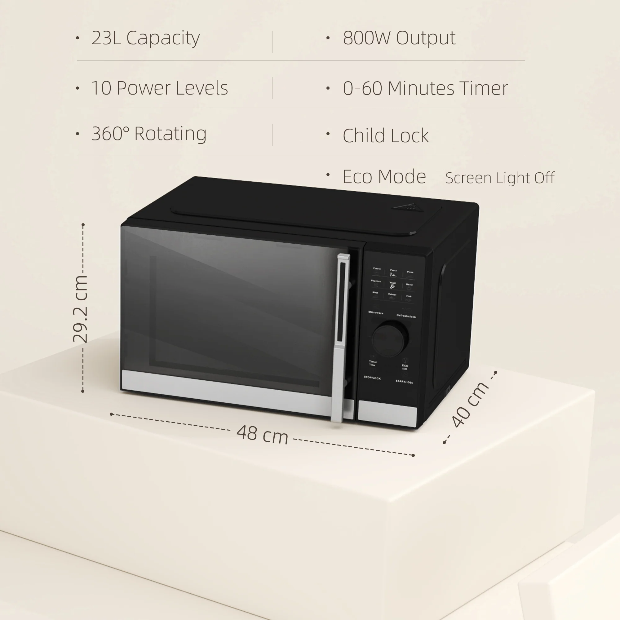 HOMCOM 23L Digital Microwave Oven With Auto Cook, 10 Levels, Eco Mode - Image 5