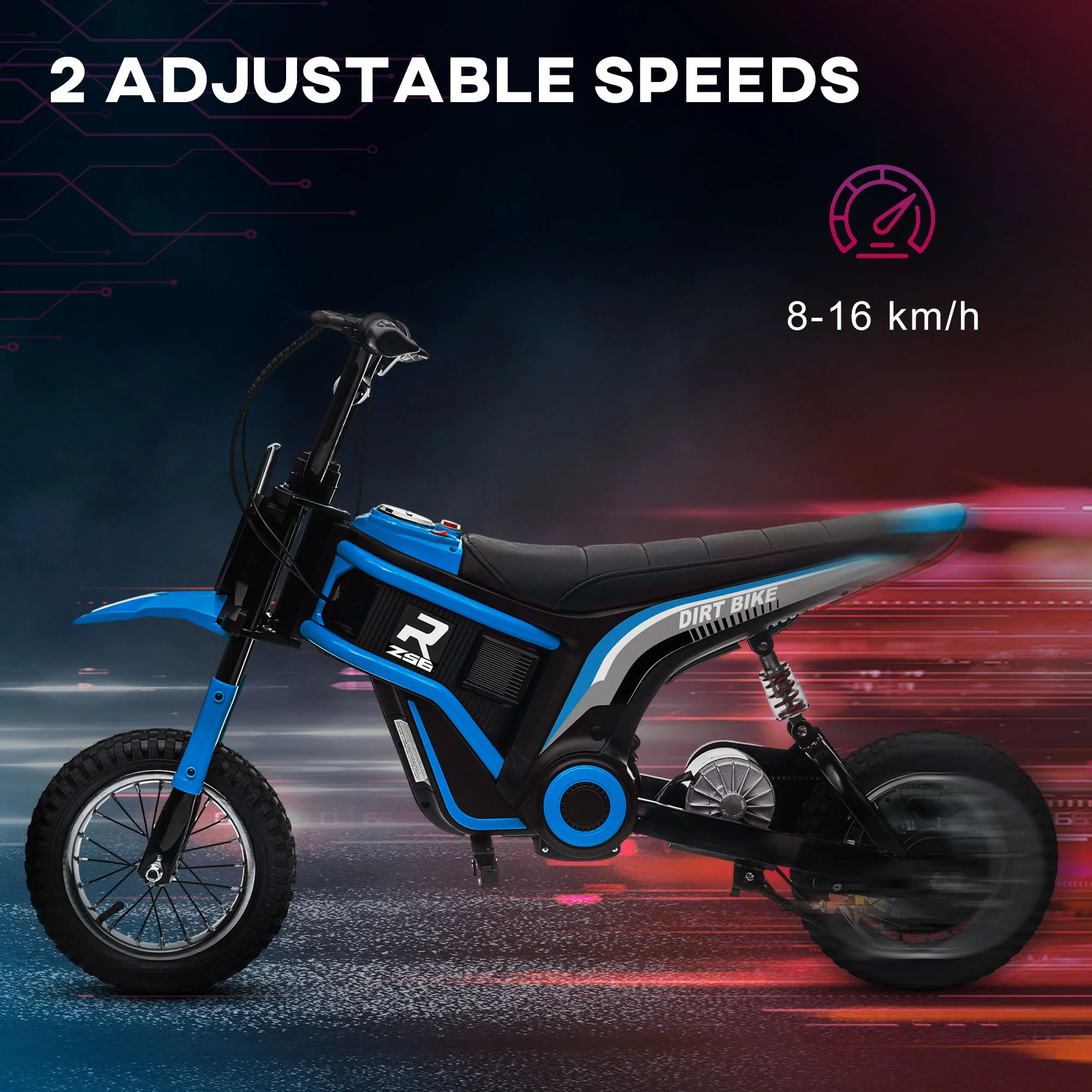 HOMCOM 24V Kids Electric Motorbike With Twist Grip Throttle, Music, Horn - Blue - Image 4