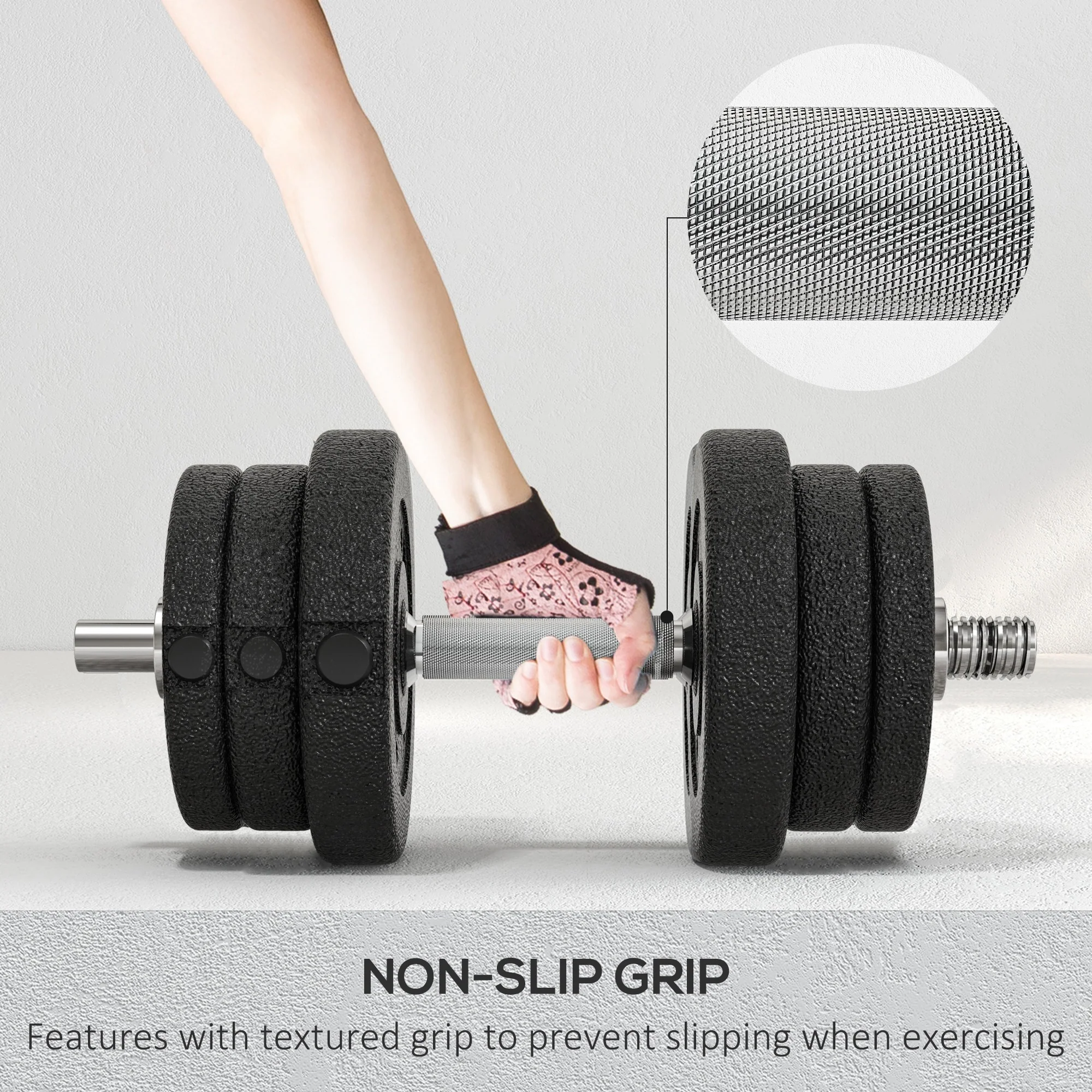 HOMCOM 25KG Adjustable Dumbbells Weight Set Hand Weight for Body Fitness - Image 4