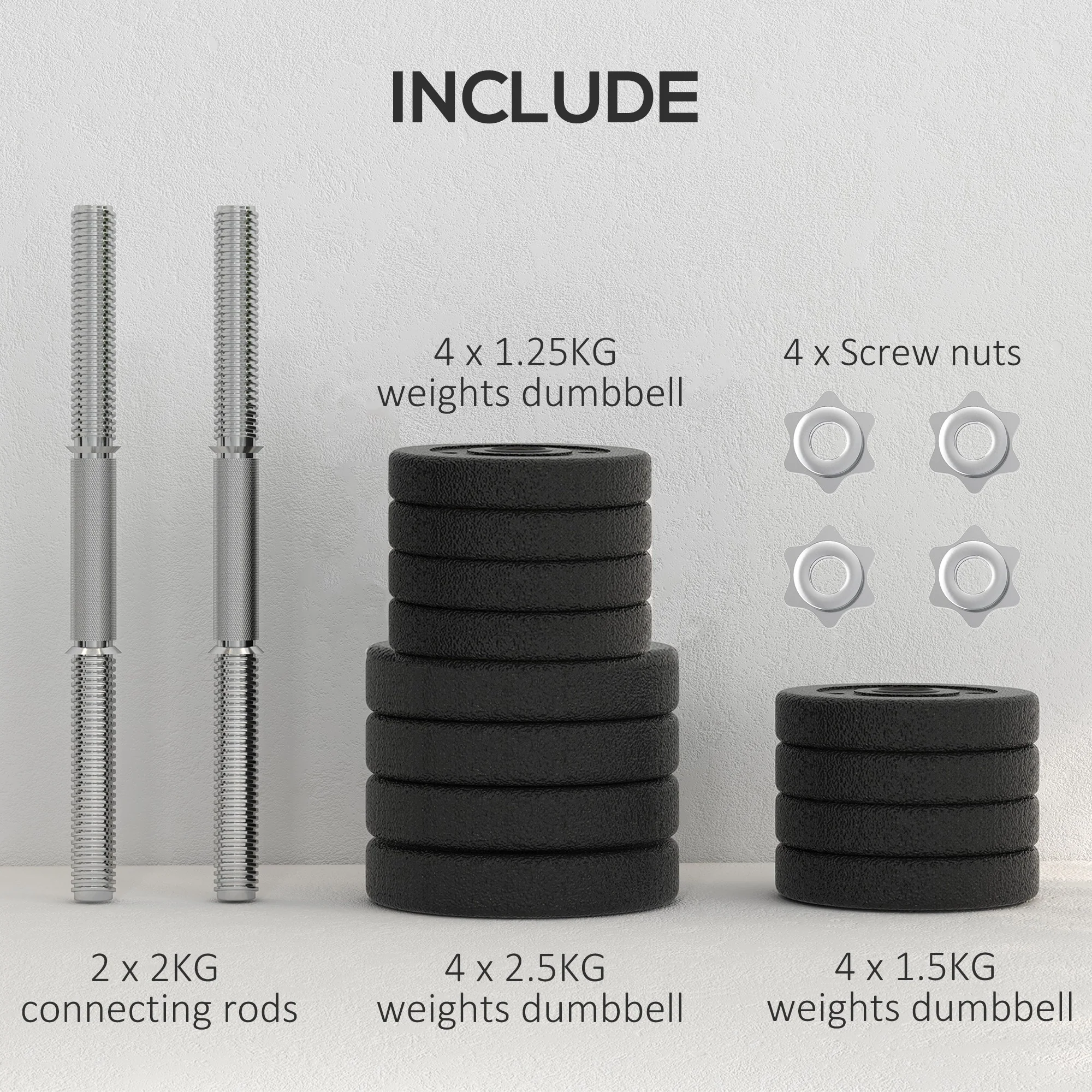 HOMCOM 25KG Adjustable Dumbbells Weight Set Hand Weight for Body Fitness - Image 6