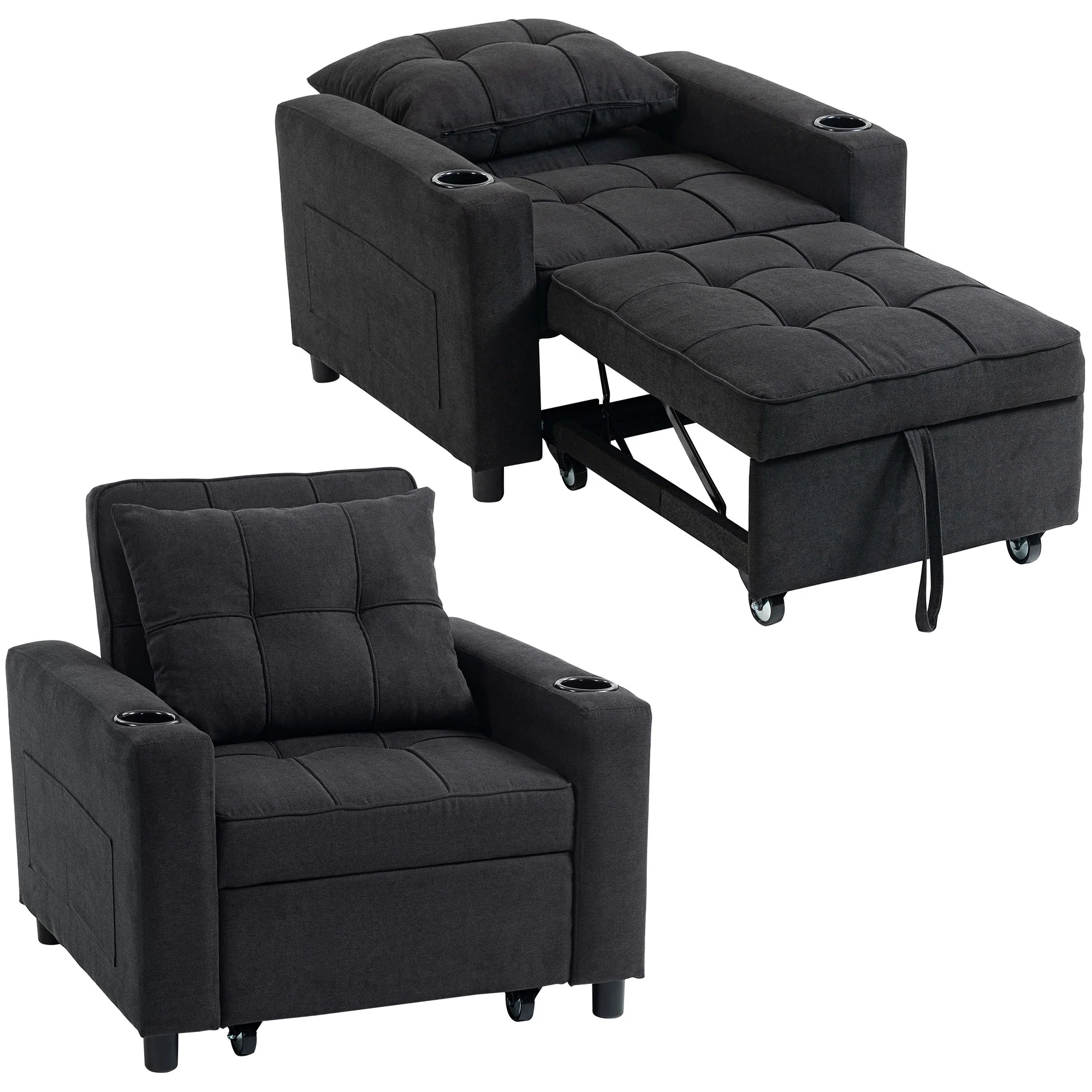 HOMCOM 3-in-1 Sofa Bed, Convertible Sleeper Chair With Adjustable Backrest