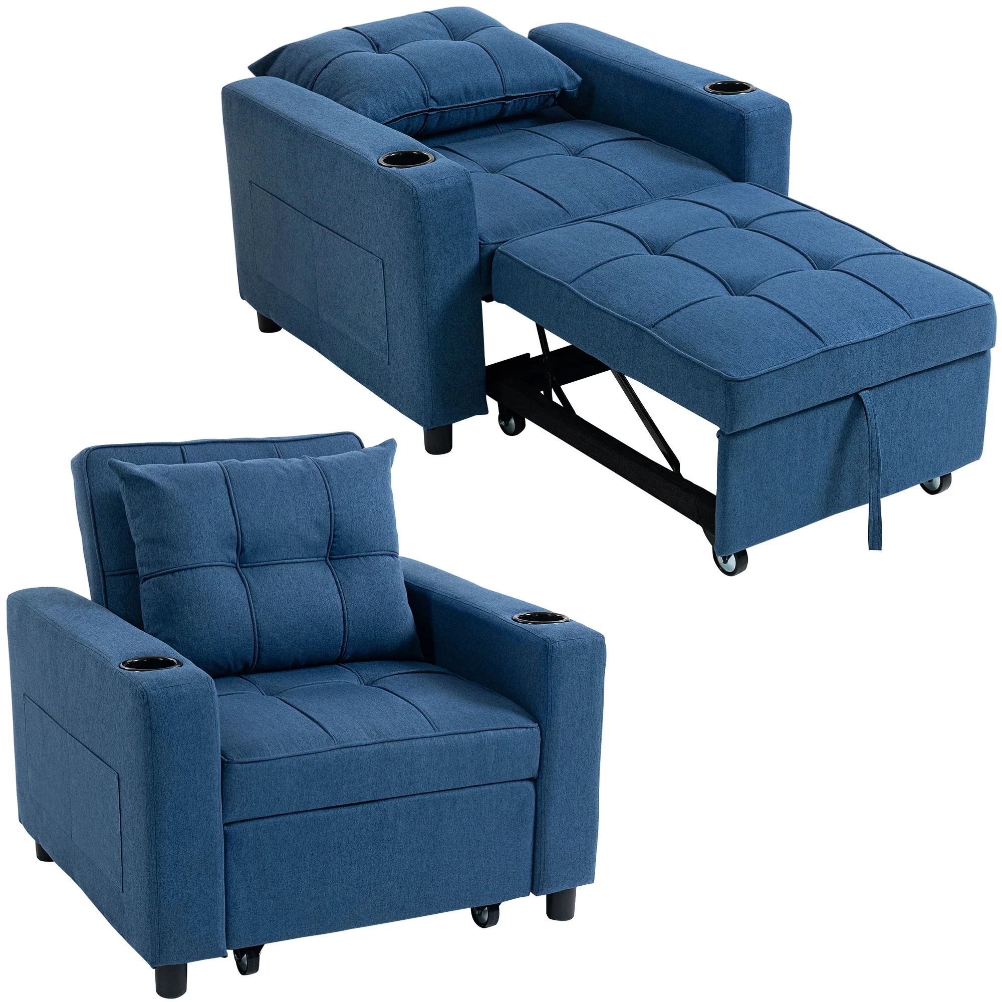 HOMCOM 3-in-1 Sofa Bed, Convertible Sleeper Chair With Adjustable Backrest