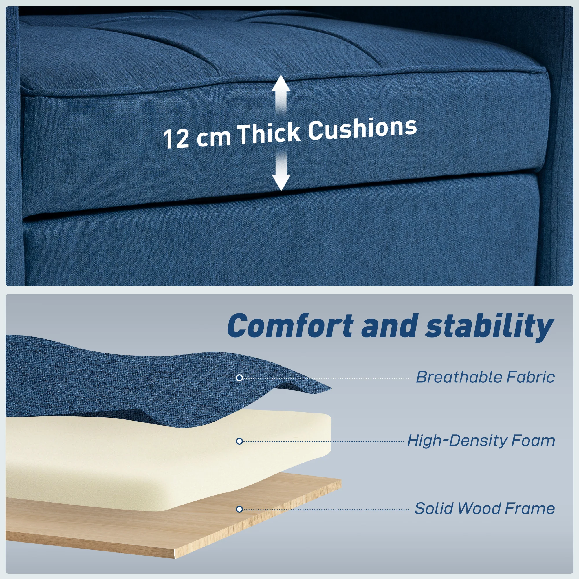 HOMCOM 3-in-1 Sofa Bed, Convertible Sleeper Chair With Adjustable Backrest - Image 7