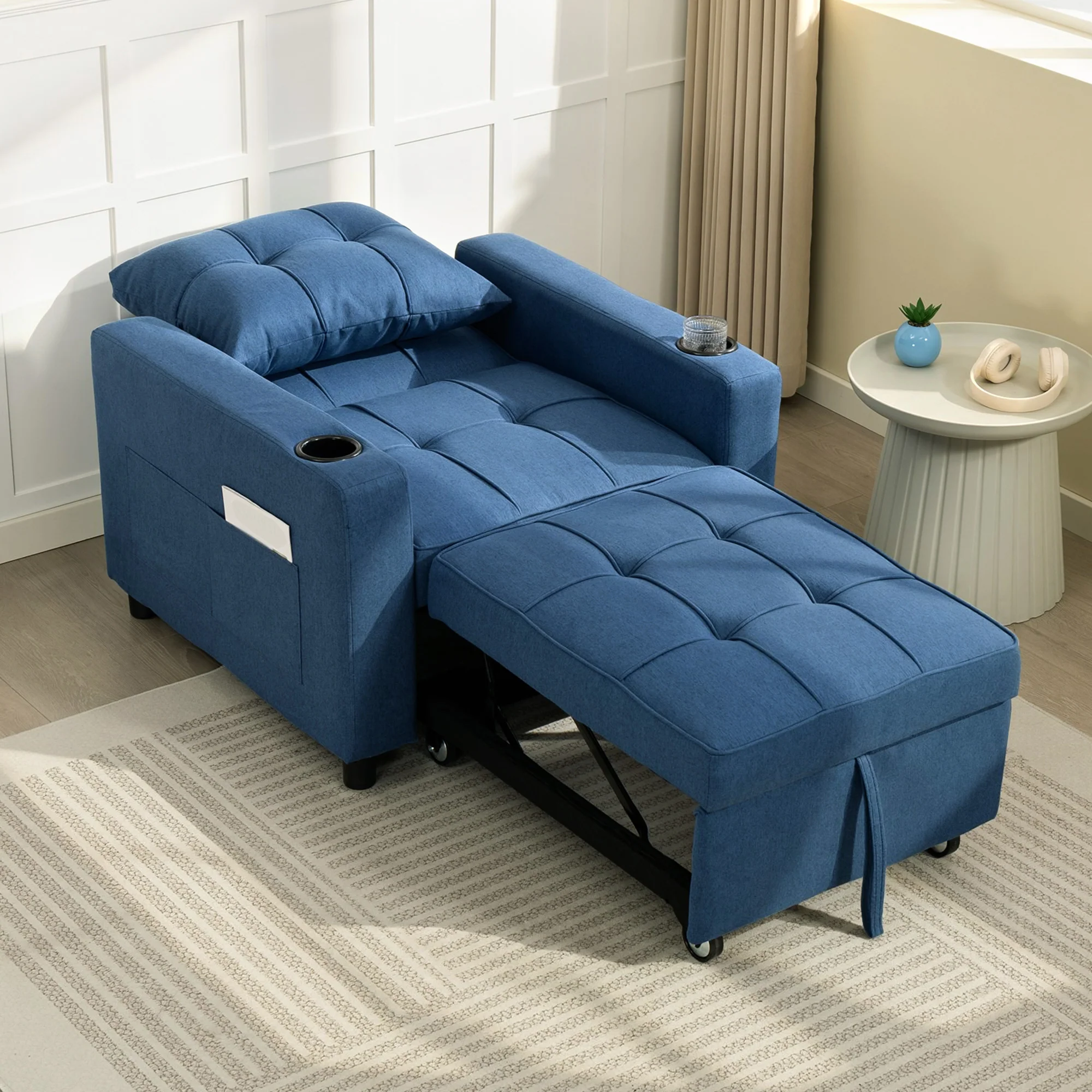 HOMCOM 3-in-1 Sofa Bed, Convertible Sleeper Chair With Adjustable Backrest - Image 8