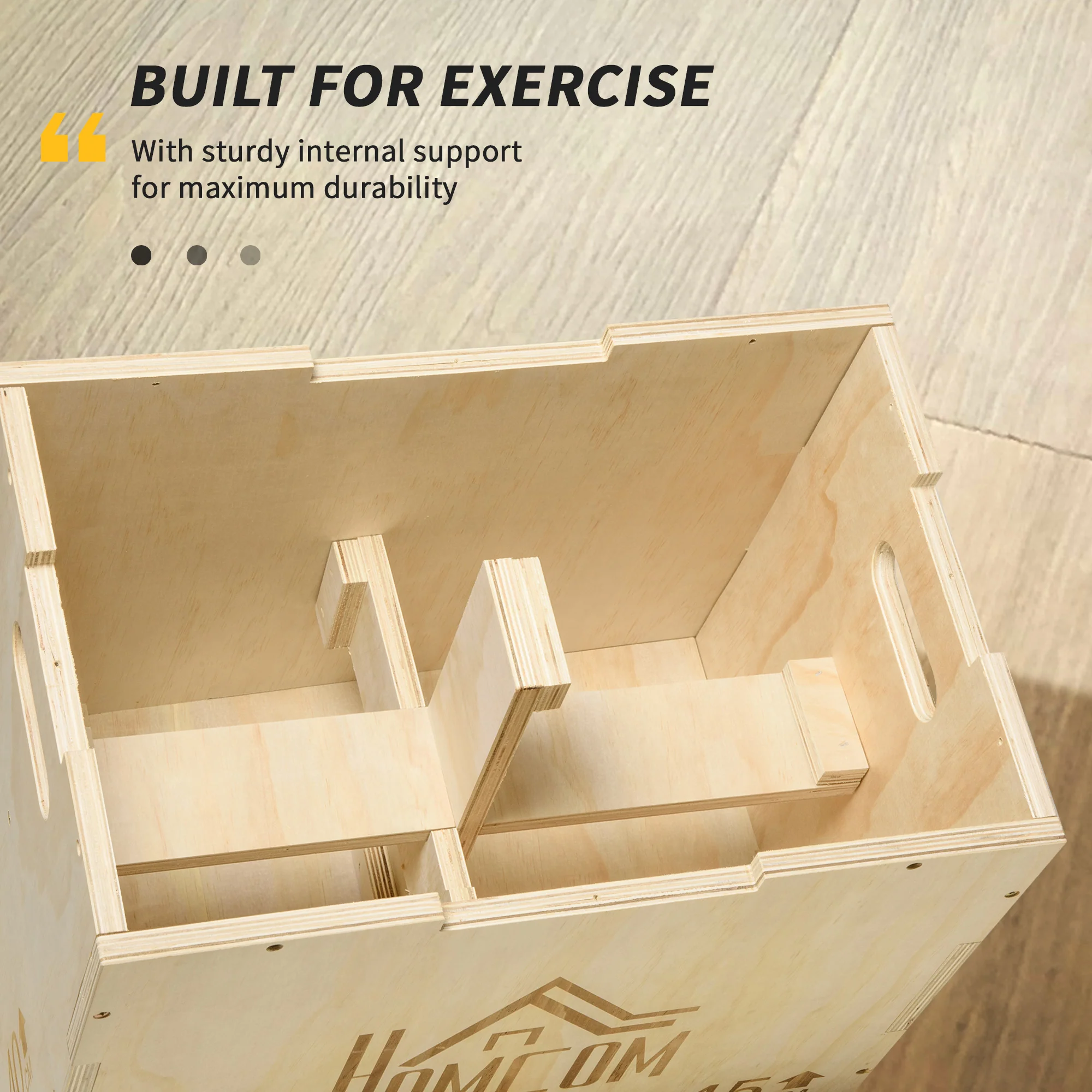 HOMCOM 3-in-1 Wooden Plyo Box for Home Gym, Workout Training, Natural - Image 6