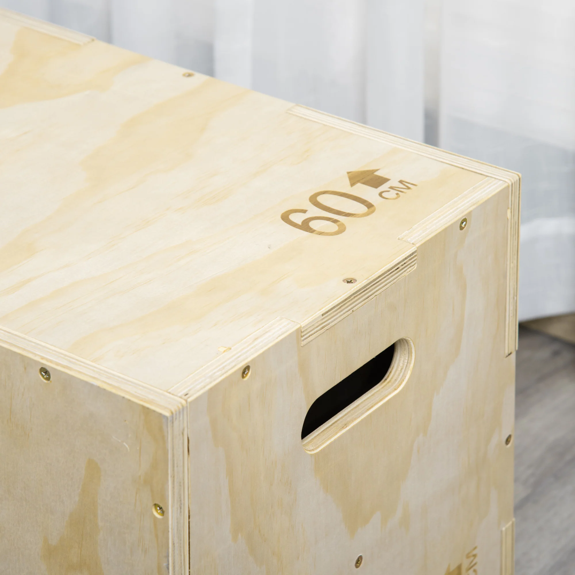 HOMCOM 3-in-1 Wooden Plyo Box for Home Gym, Workout Training, Natural - Image 8