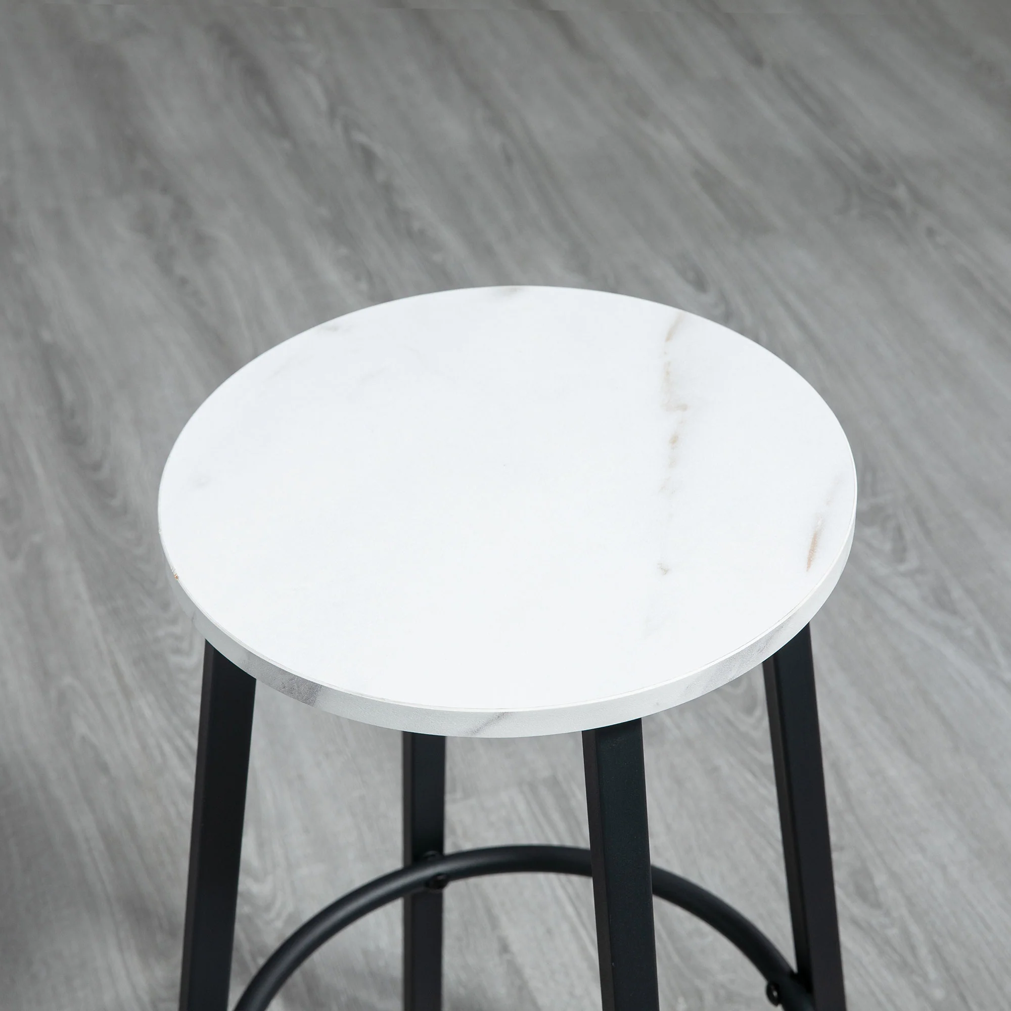 HOMCOM 3 Piece White Bar Table Set For 2 With Stools Steel Frame Footrest - Image 10