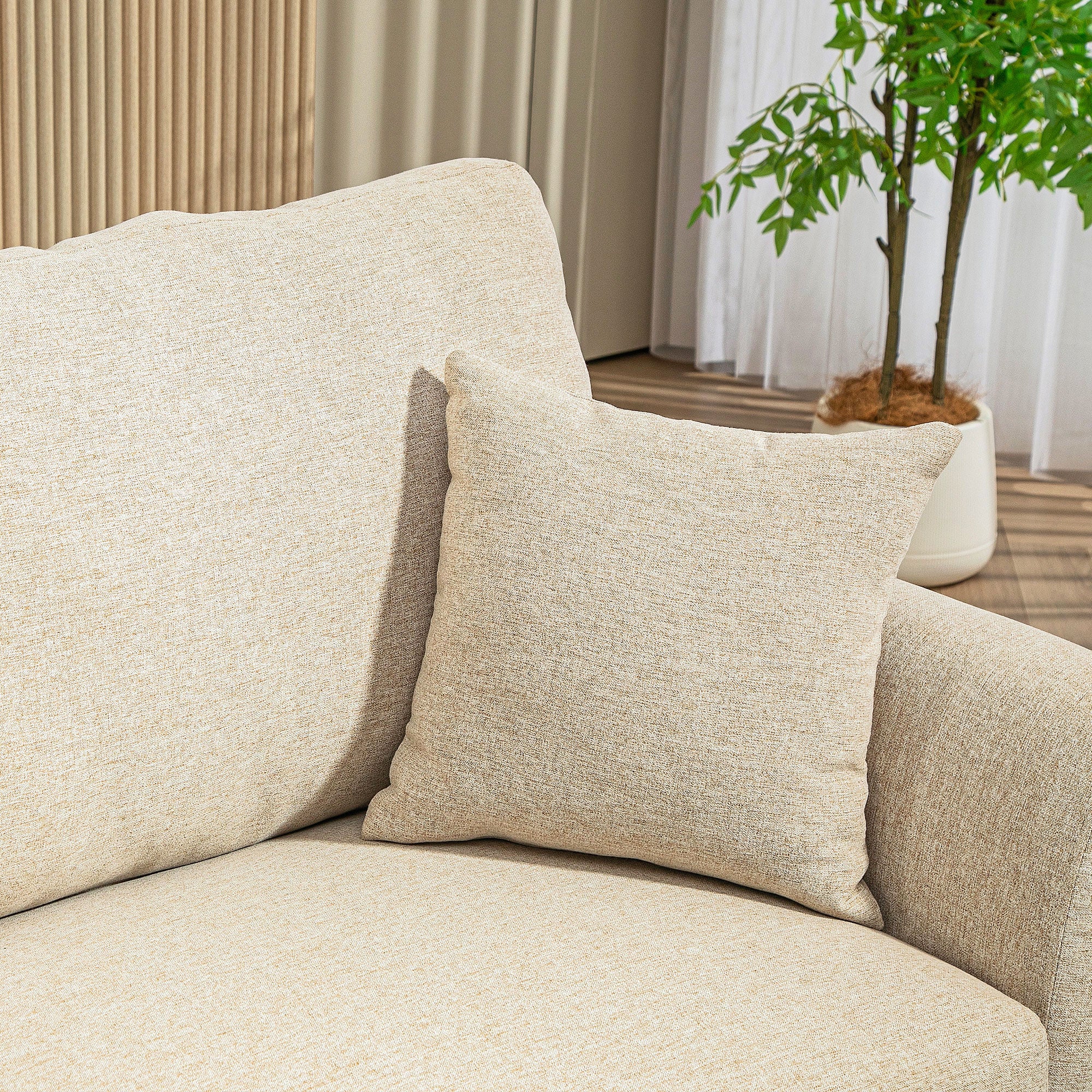 HOMCOM 3 Seater Sofa, Linen Fabric Sofa for Living Room, Beige - Image 9