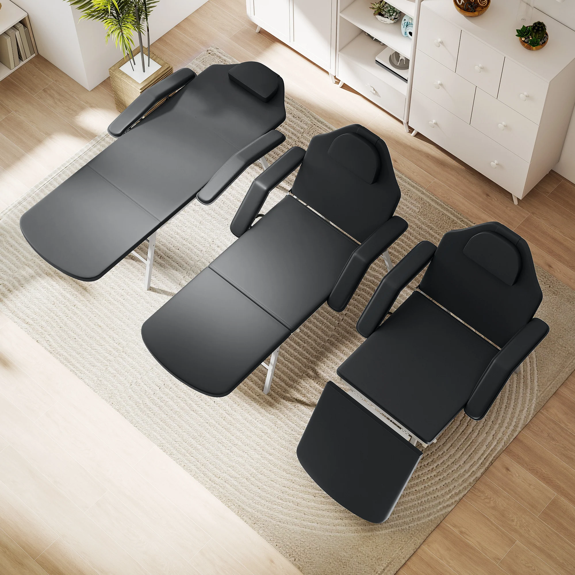 HOMCOM 3 Section Adjustable Massage Table, Beauty Bed For Spa, Lash, - Image 9