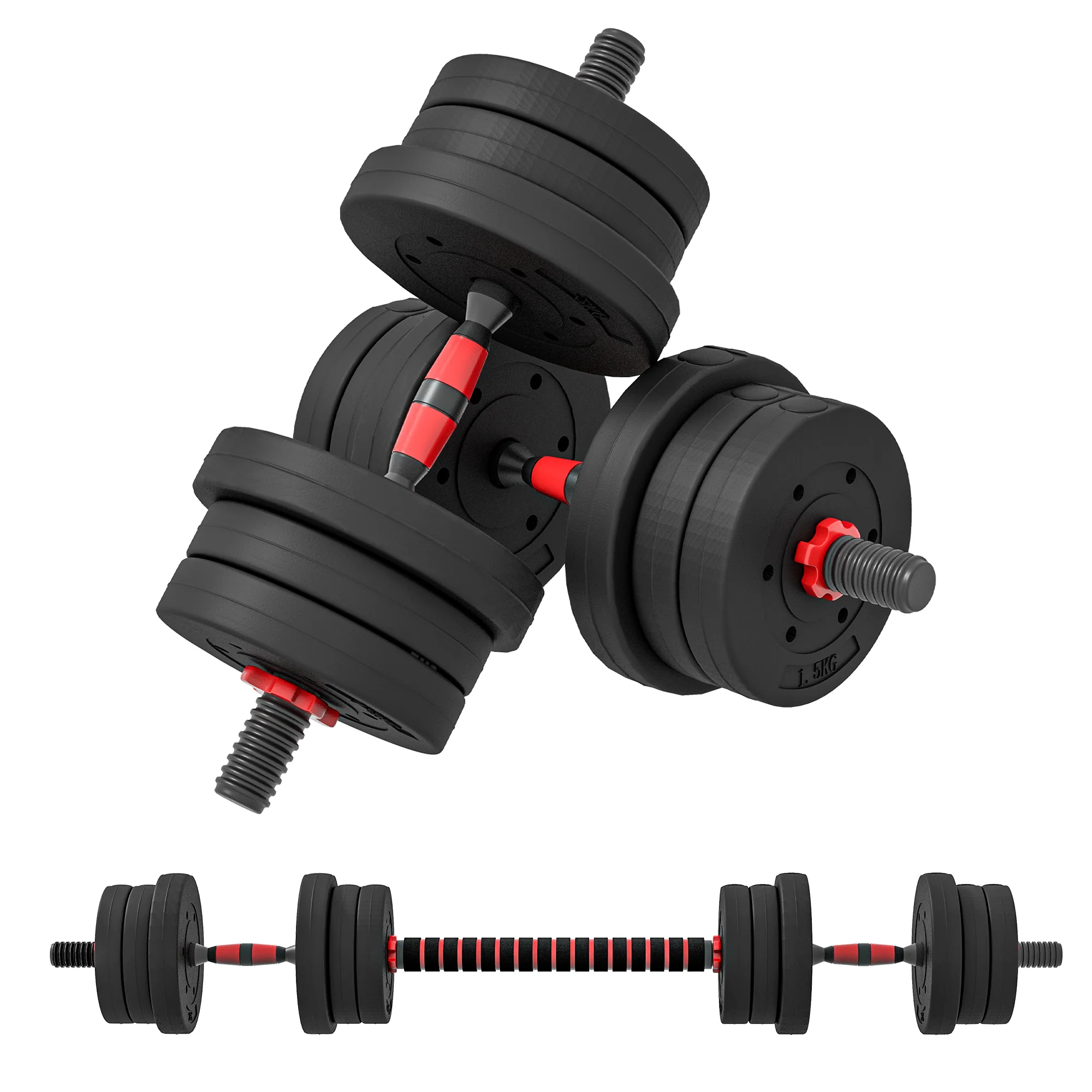 HOMCOM 30kg/20kg Adjustable 2 IN 1 Barbell Dumbbells Weight Set For Body Fitness - Image 10