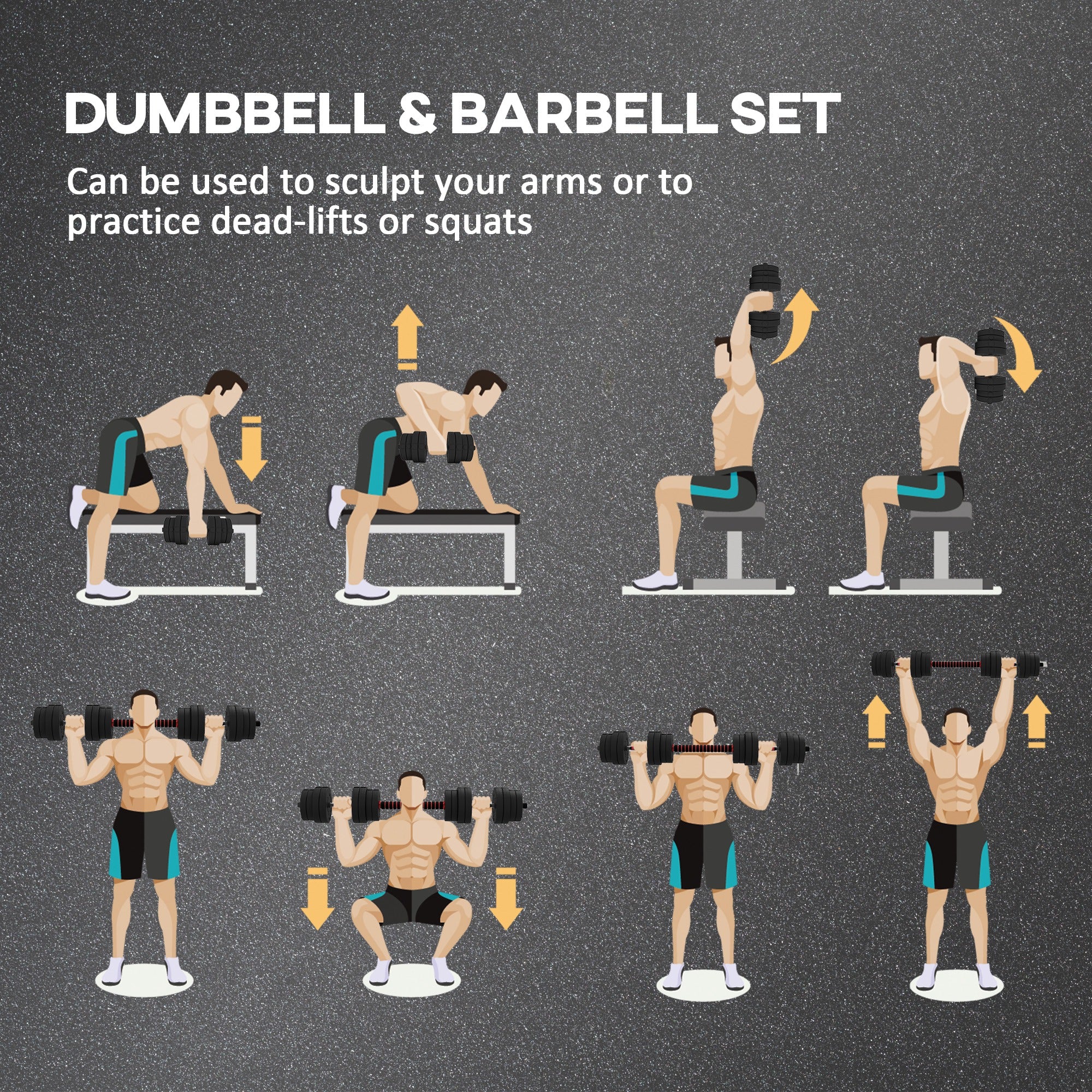 HOMCOM 30kg/20kg Adjustable 2 IN 1 Barbell Dumbbells Weight Set For Body Fitness - Image 3