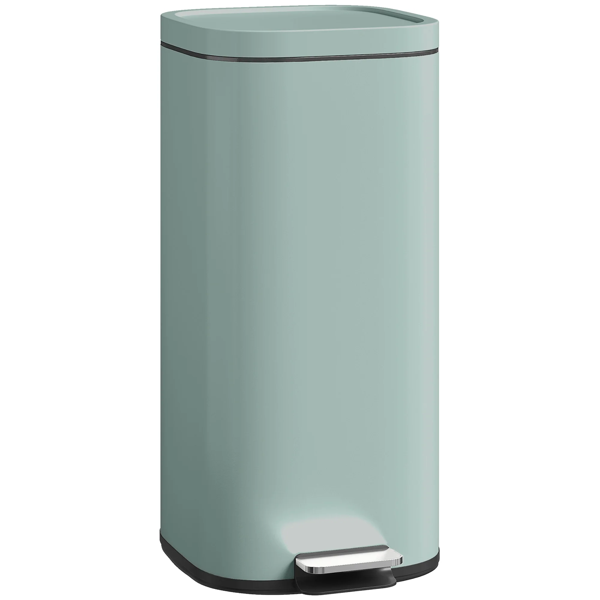 HOMCOM 30L Kitchen Bin, Pedal Bin with Lid, Removable Inner Bucket, Green