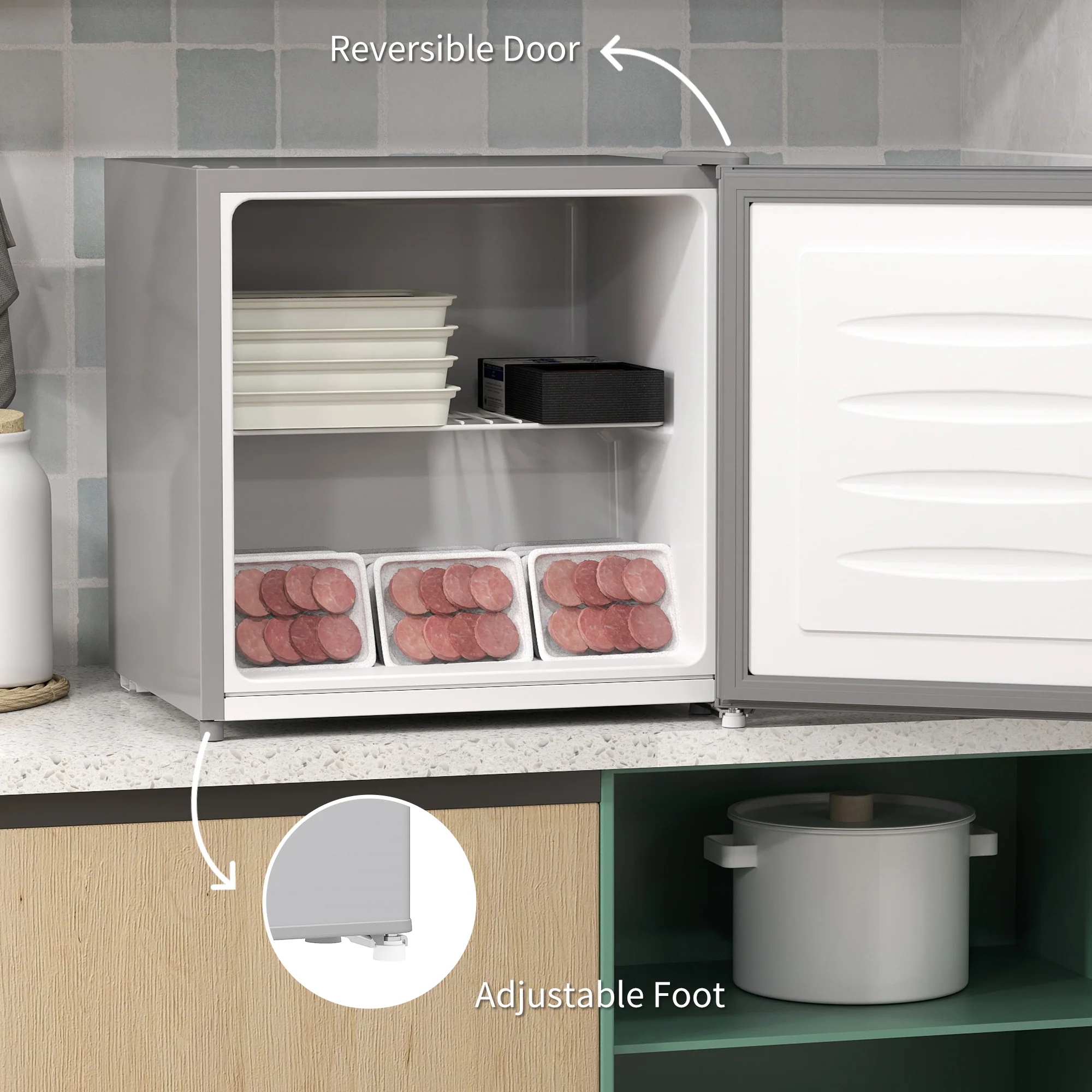 HOMCOM 35L Tabletop Freezer With Adjustable Temperature Wire Shelf - Image 6