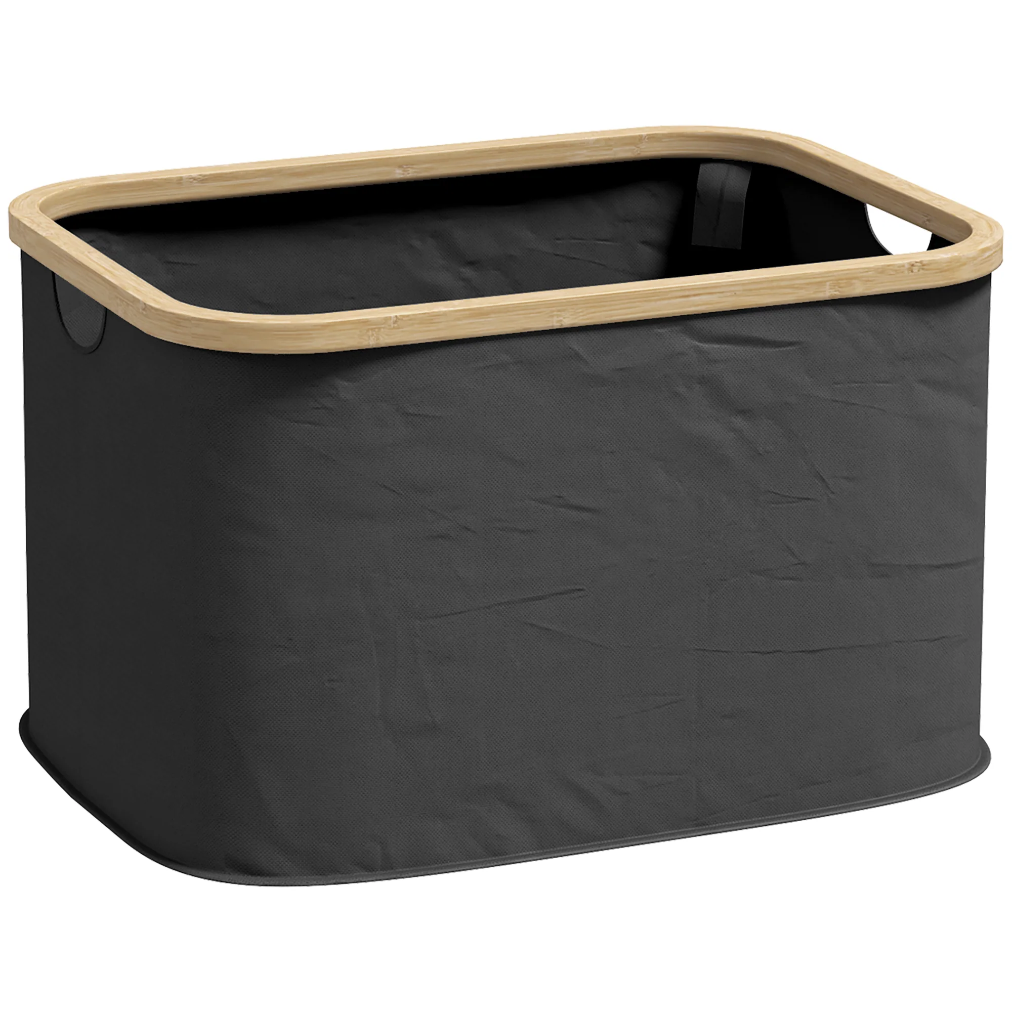 HOMCOM 36L Collapsible Laundry Hamper, Washing Basket For Bathroom, Black