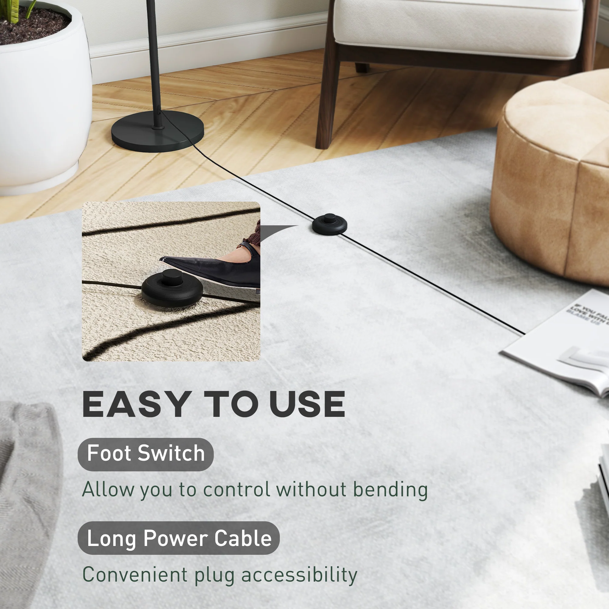 HOMCOM 3D Printed Standing Lamp With Shade, E27 Holder Without Bulb, White - Image 6