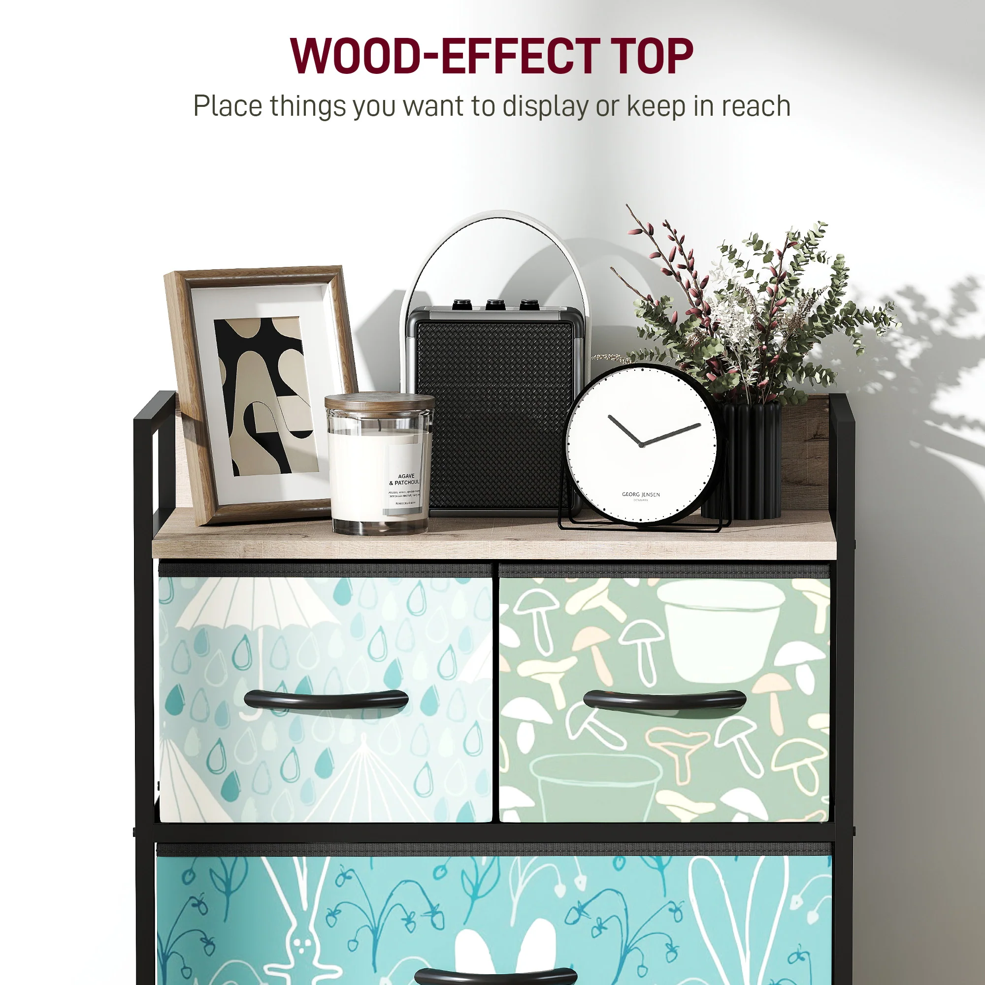 HOMCOM 4-Drawer Chest Of Drawers Fabric Dresser With Open Shelf - Image 4