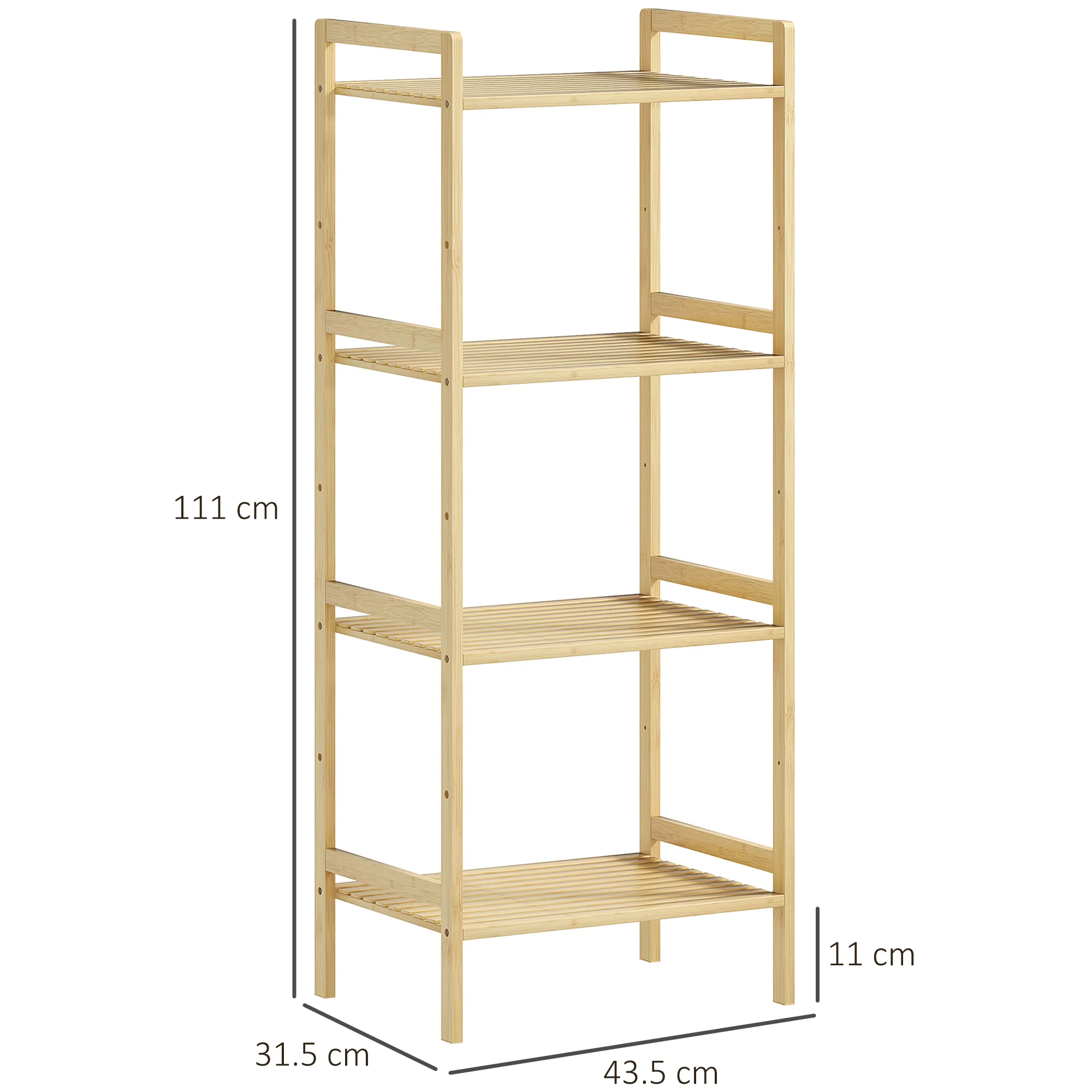 HOMCOM 4-Tier Bamboo Bathroom Storage Shelf with Adjustable Rack - Image 5
