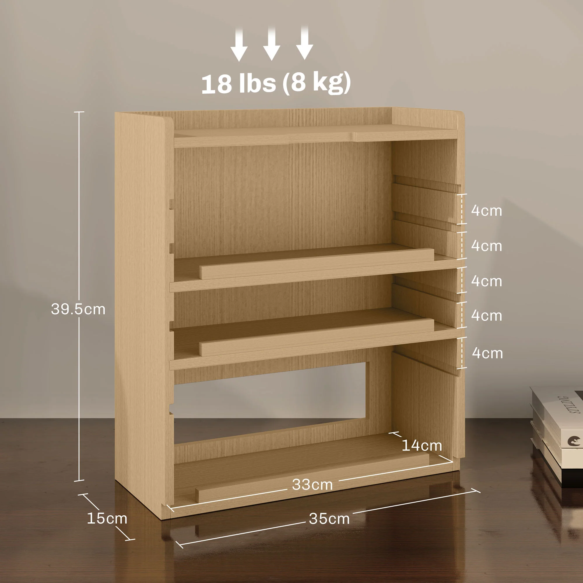 HOMCOM 4-Tier Desktop Organiser With Cable Management For Stationery - Oak/Dark Brown - Image 5