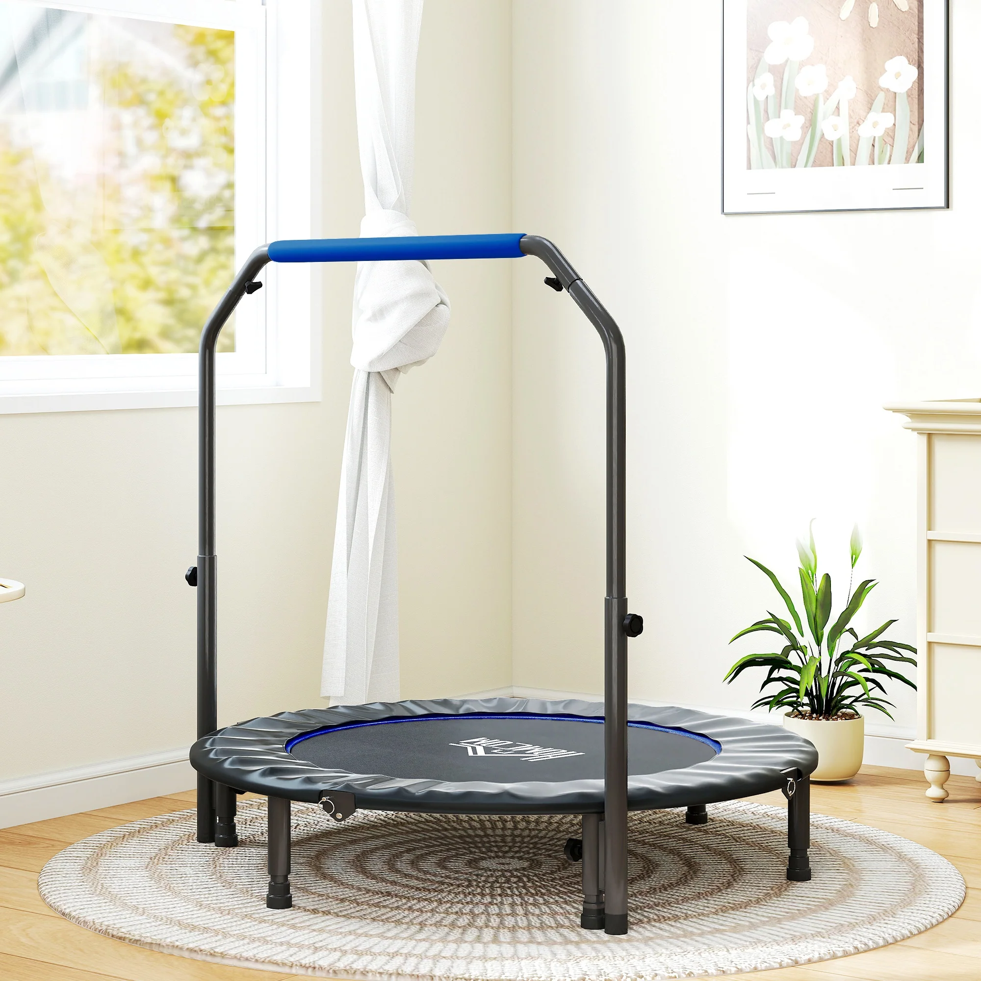 HOMCOM 40" Foldable Mini Fitness Trampoline W/ Foam Handle 122 CM - Image 17