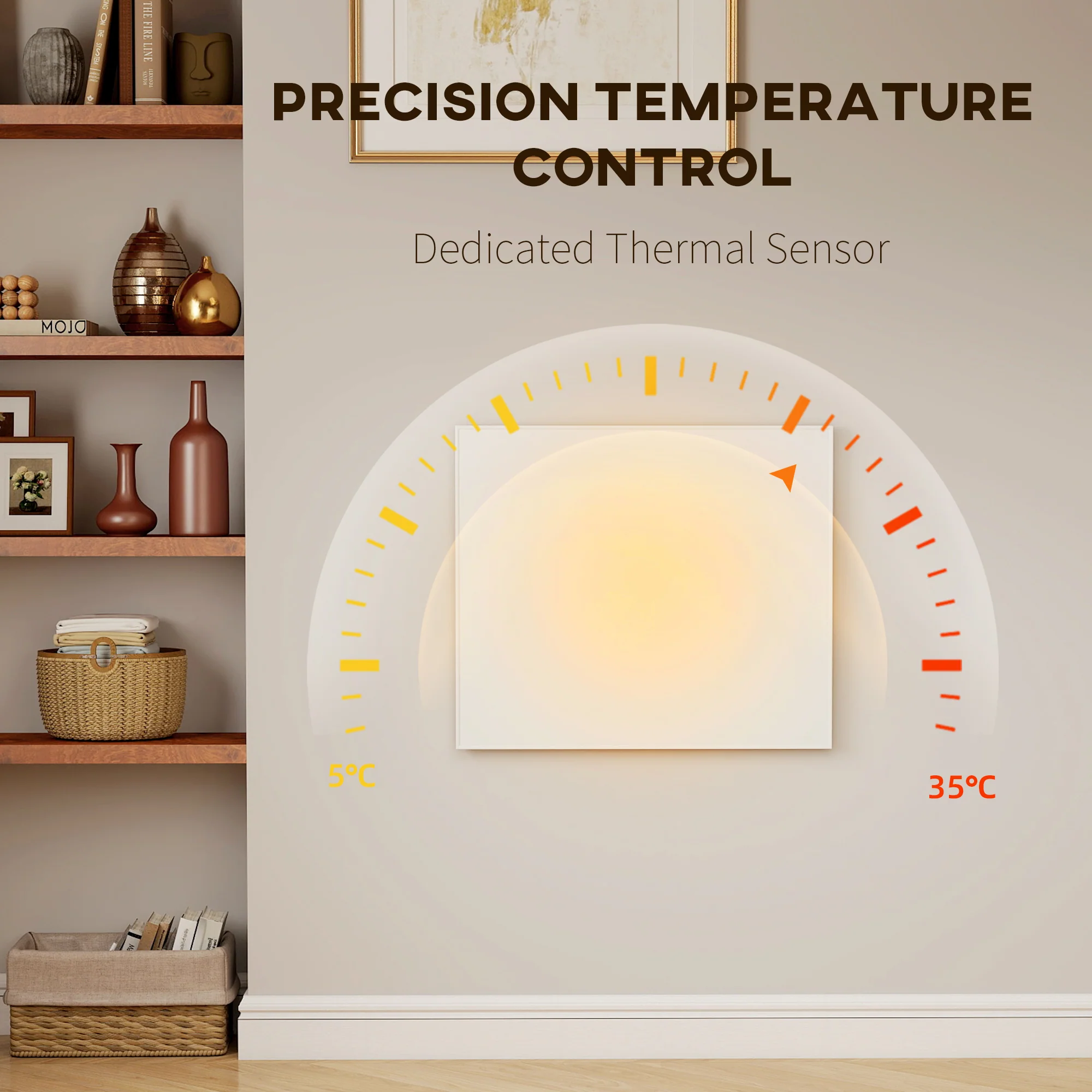 HOMCOM 400W Smart Electric Heater, Wall Far Infrared Panel Radiator, White - Image 7
