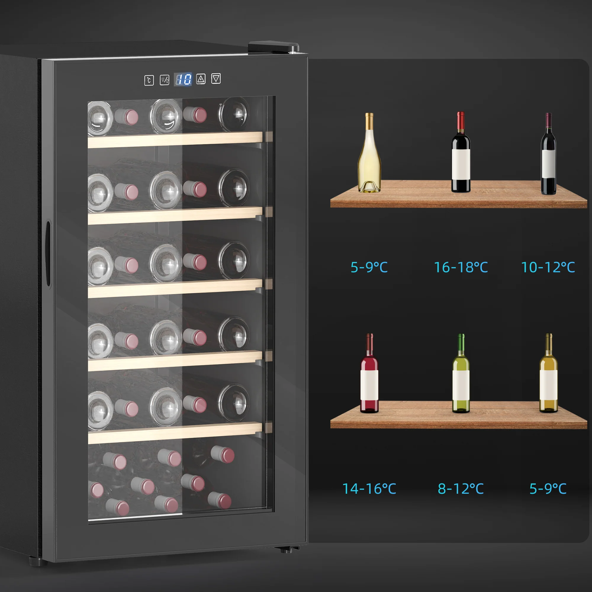 HOMCOM 41 Bottle Wine Cooler Fridge, Freestanding Wine Refrigerator - Image 9