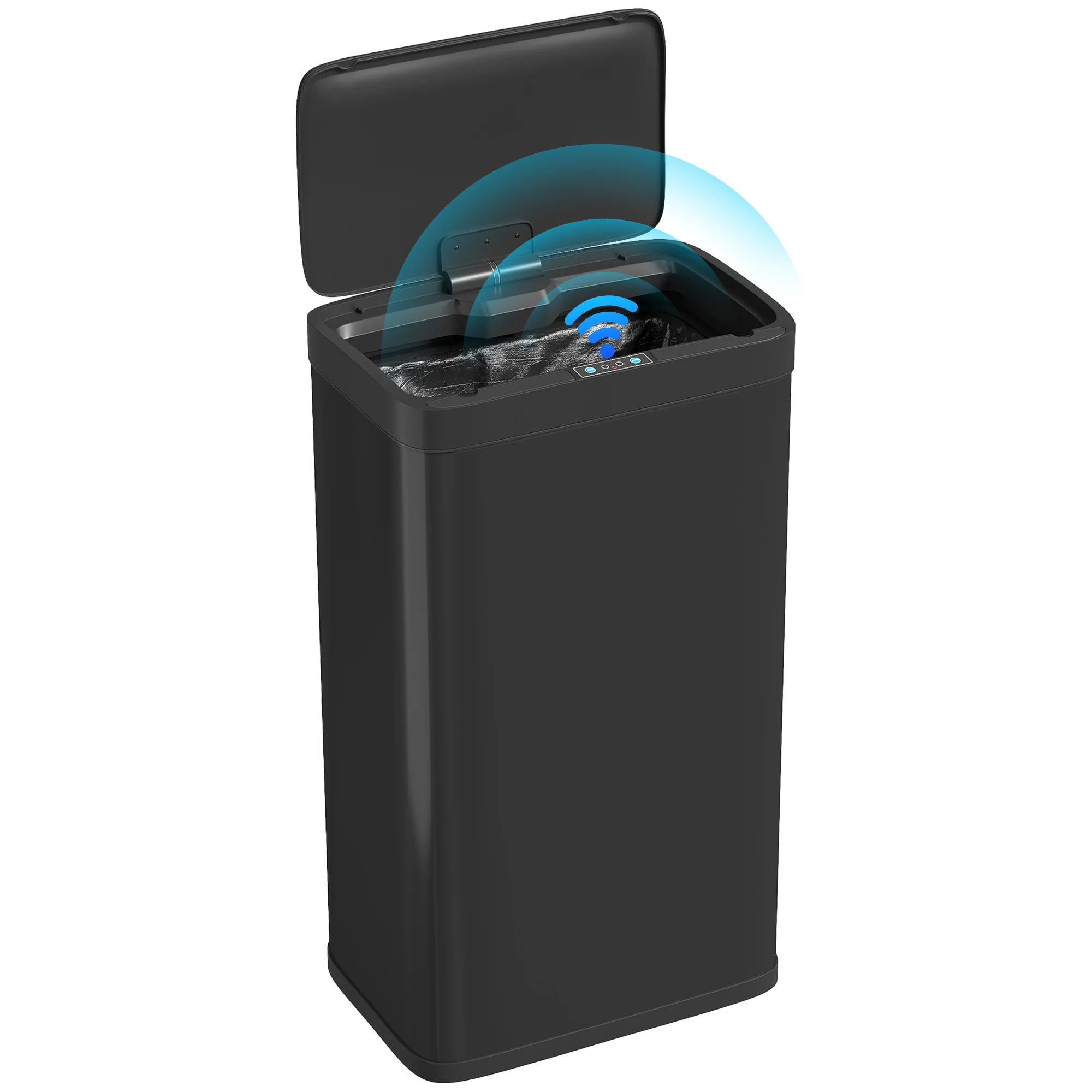 HOMCOM 45L Sensor Bin, Metal Kitchen Bin with Automatic Close, Black
