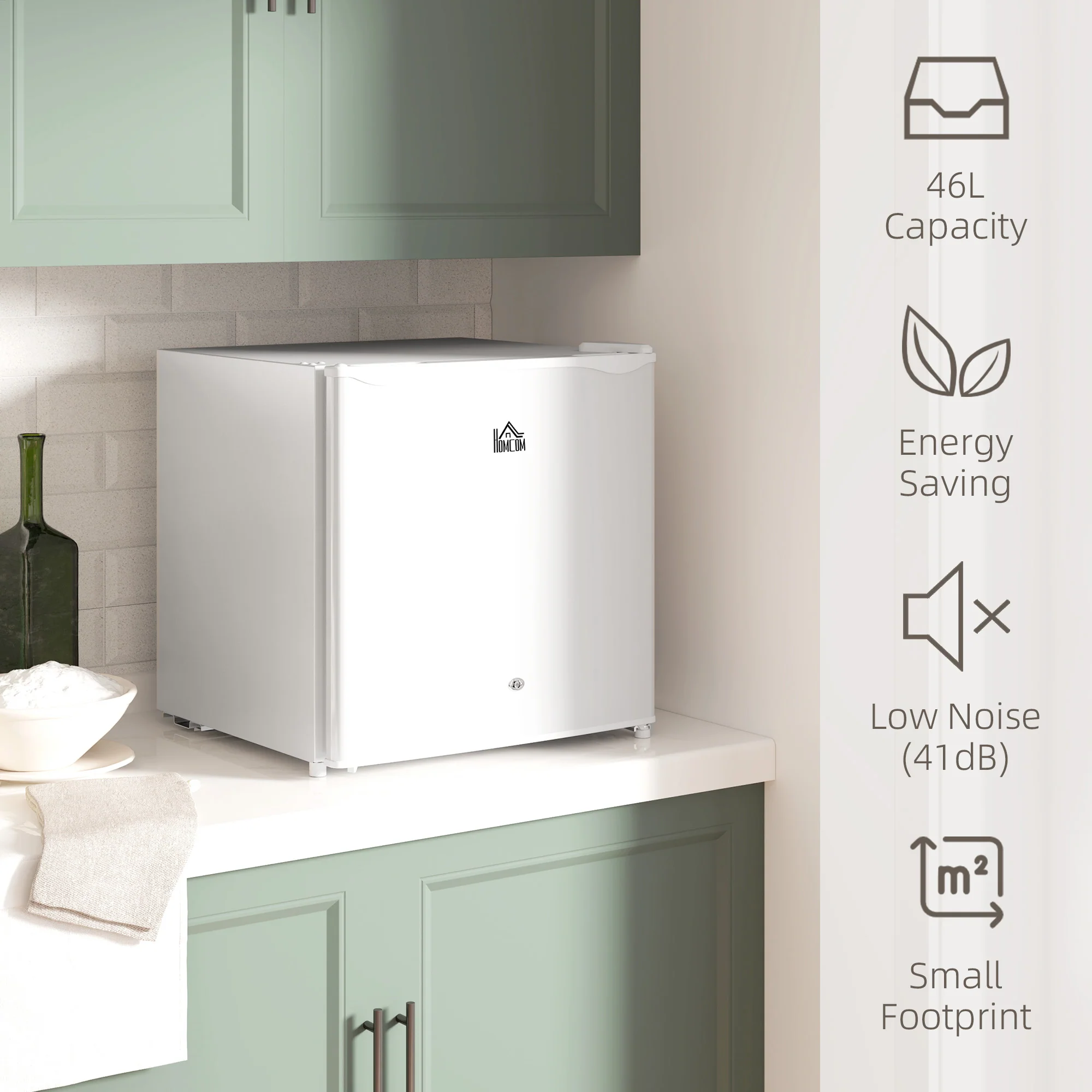 HOMCOM 46L Counter Top Fridge Mini Fridge With Lock Chiller Box - Image 12