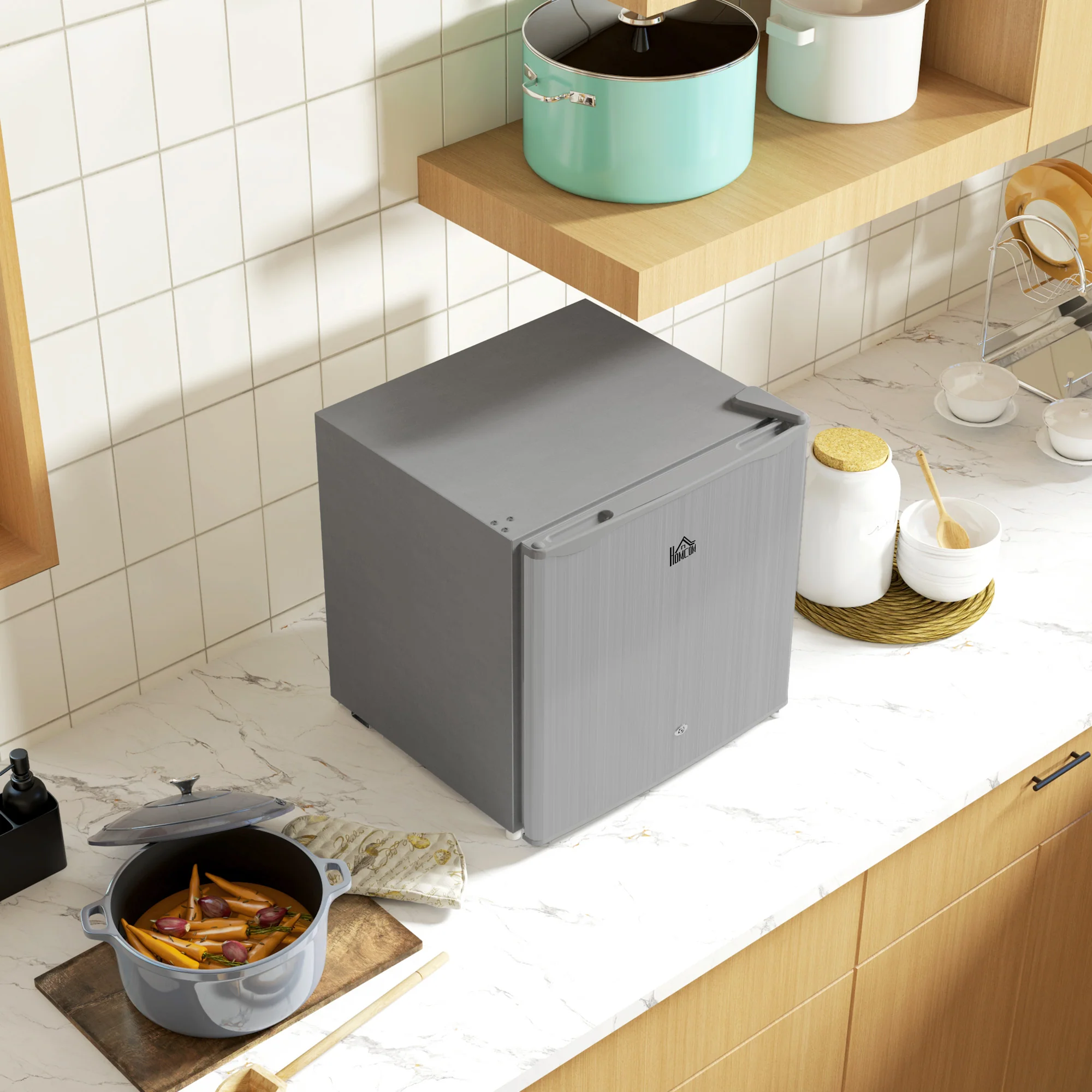 HOMCOM 46L Counter Top Fridge Mini Fridge With Lock Chiller Box - Image 26