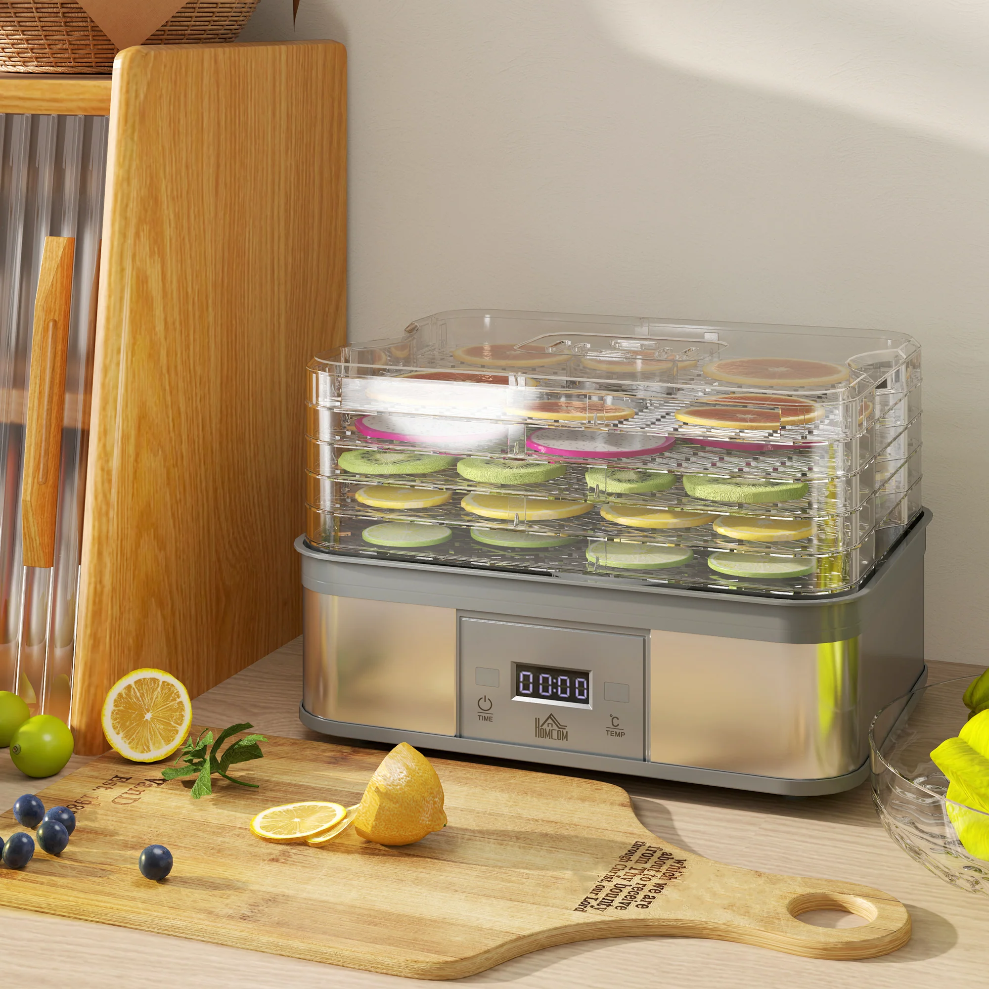 HOMCOM 5 Tier Food Dehydrator, 245W For Drying Fruit, Meat, Vegetable, White - Image 11