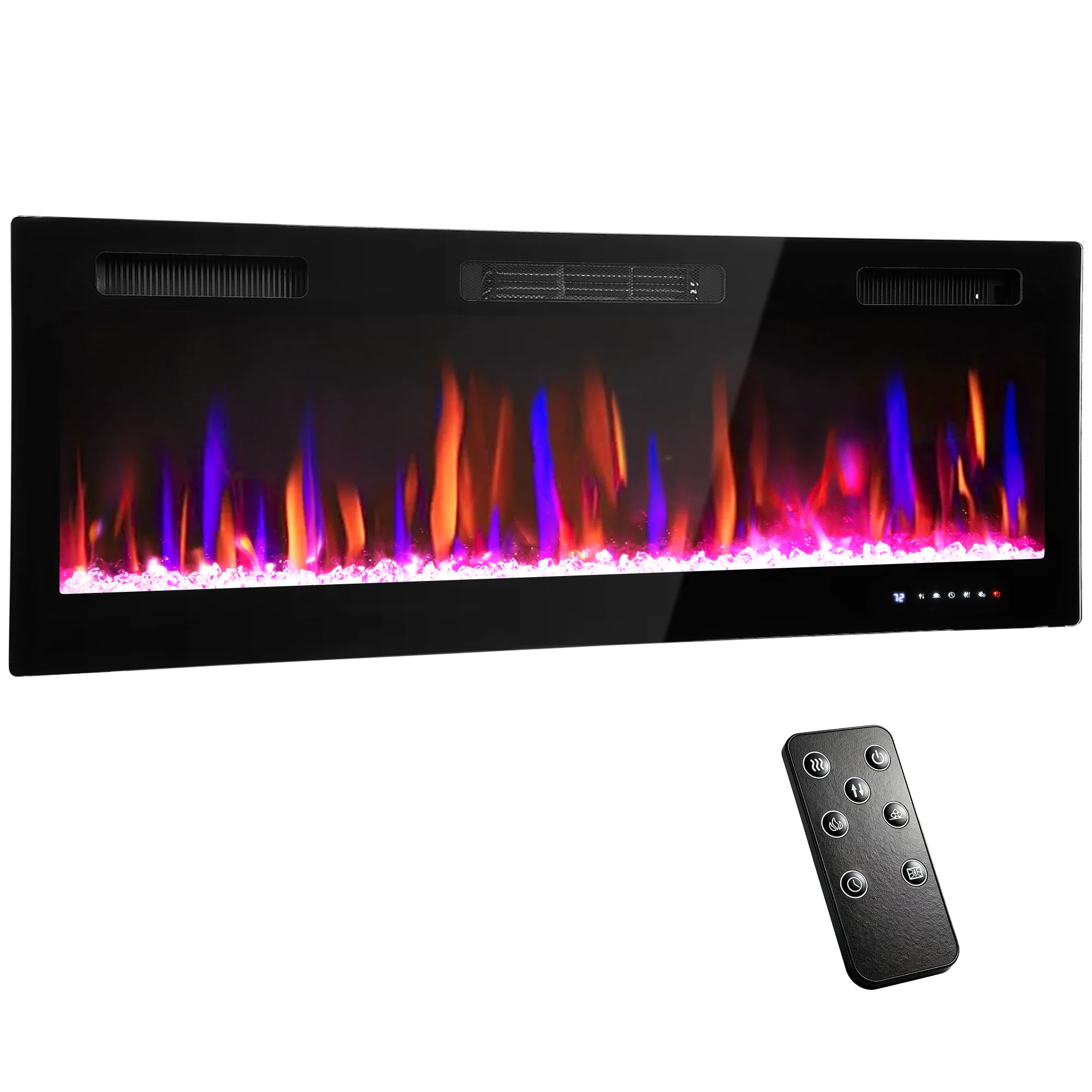 HOMCOM 50" Wall Electric Fireplace, Slim Electric Fire, 1800W, Black