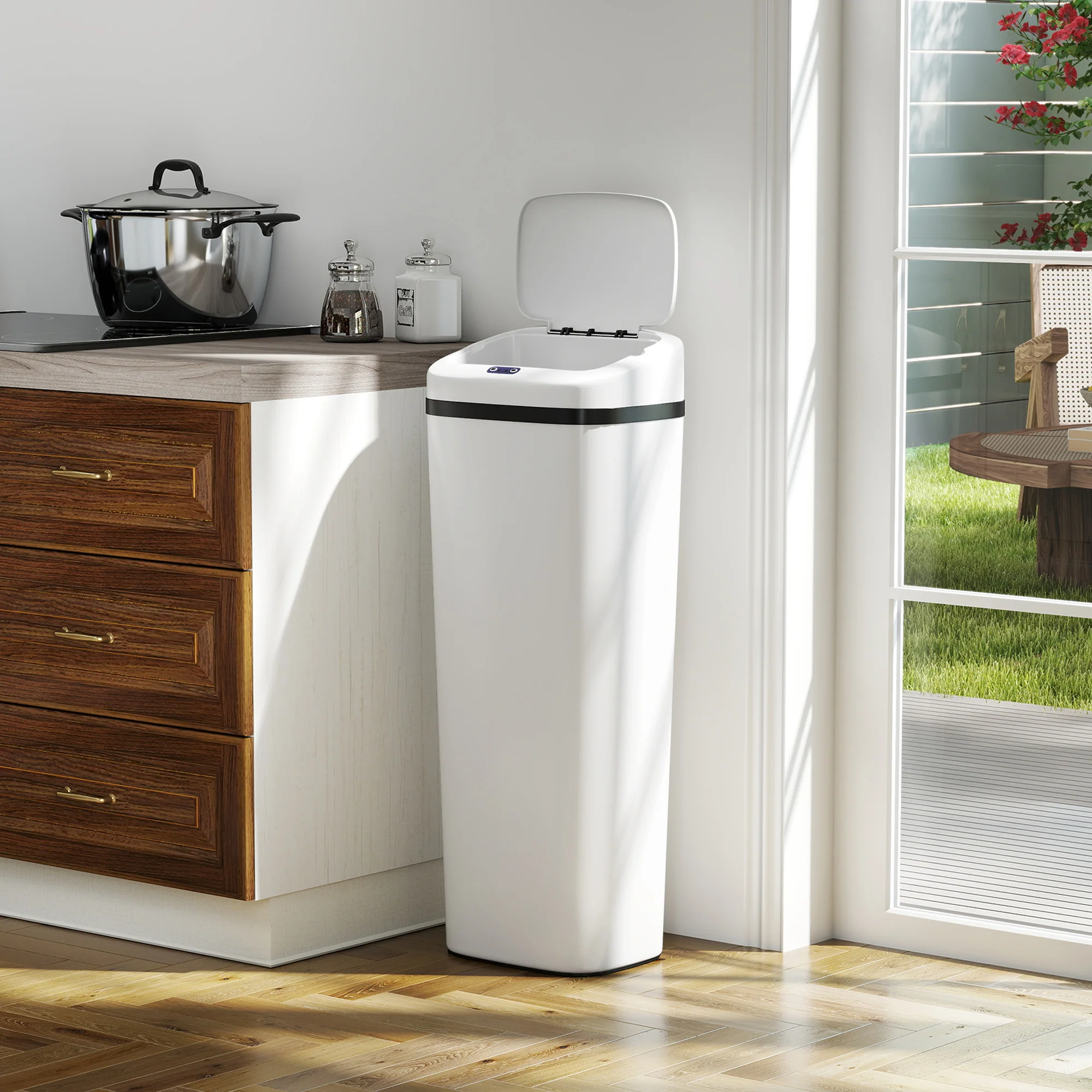 HOMCOM 50L Sensor Bin, Stainless Steel Slim Kitchen Bin, Fingerprint-Proof - Image 9