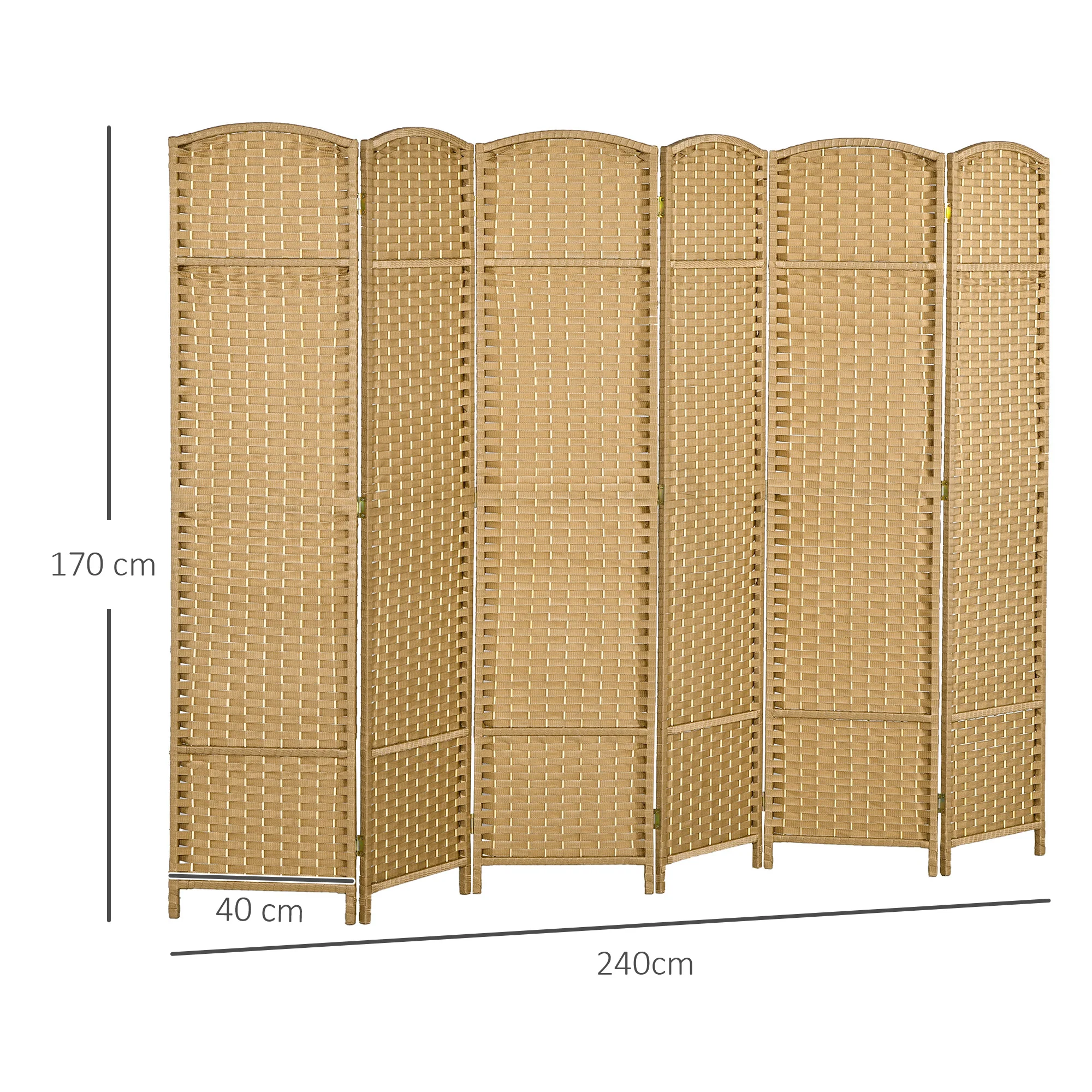 HOMCOM 6 Panel Folding Room Divider, Privacy Screen, 240 X 170cm - Image 5