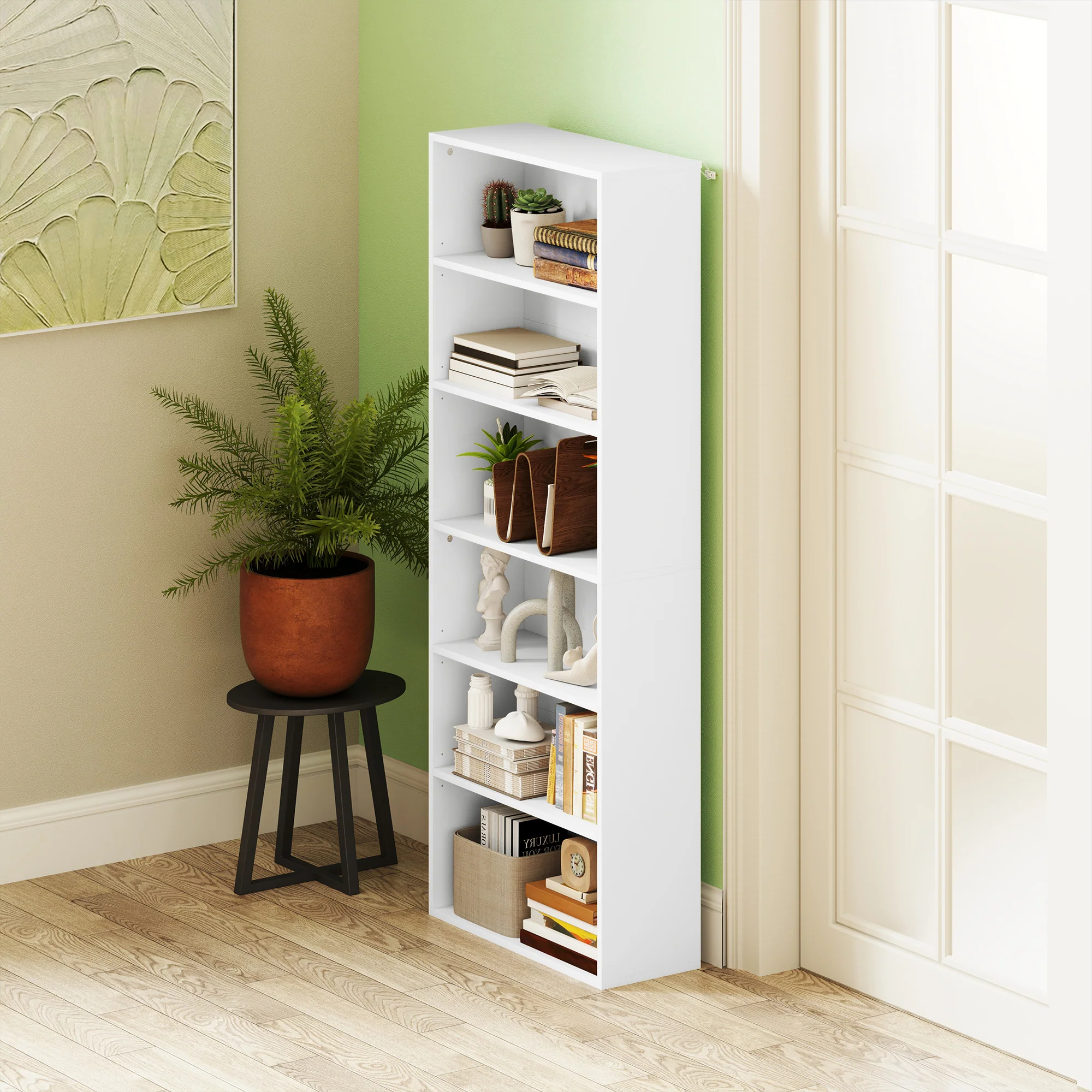 HOMCOM 6 Tier Bookshelf, Freestanding Bookcase With Adjustable Shelves - Image 16