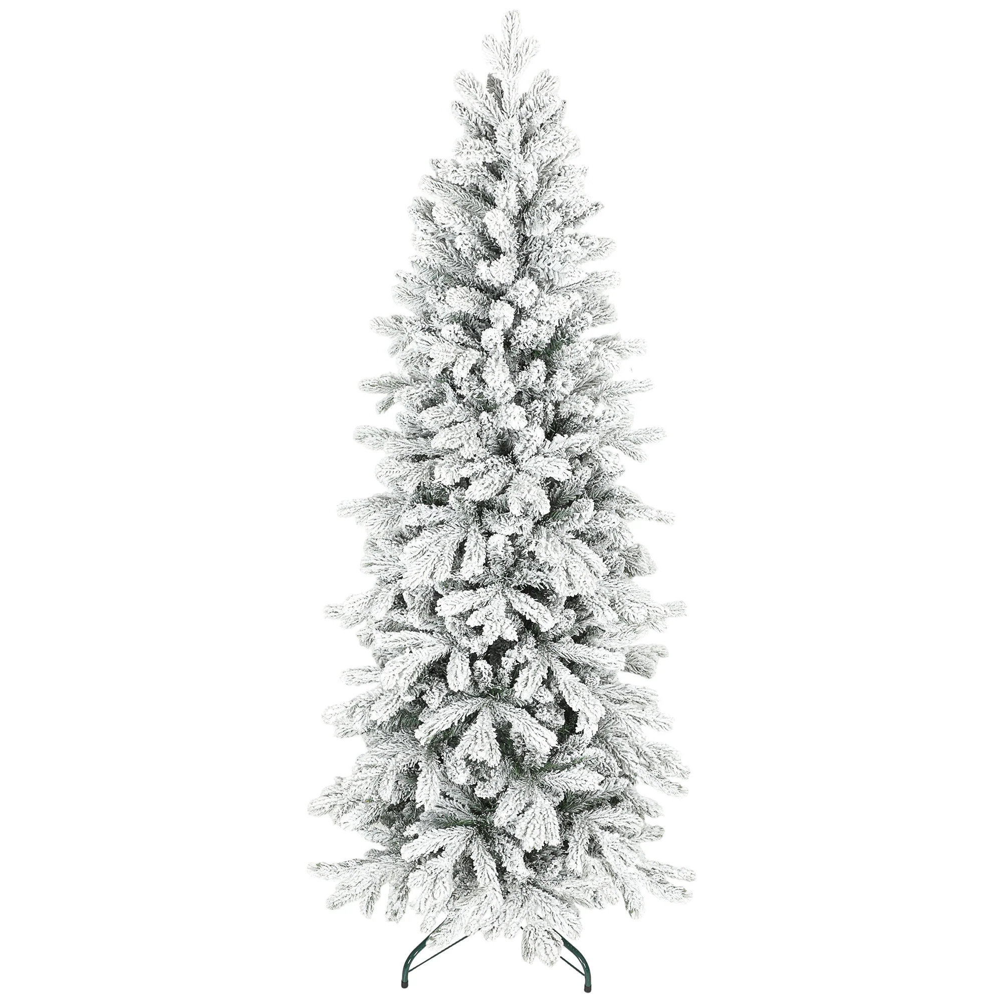 HOMCOM 6ft Pencil Christmas Tree With Snow, Realistic Tips, Easy Assembly