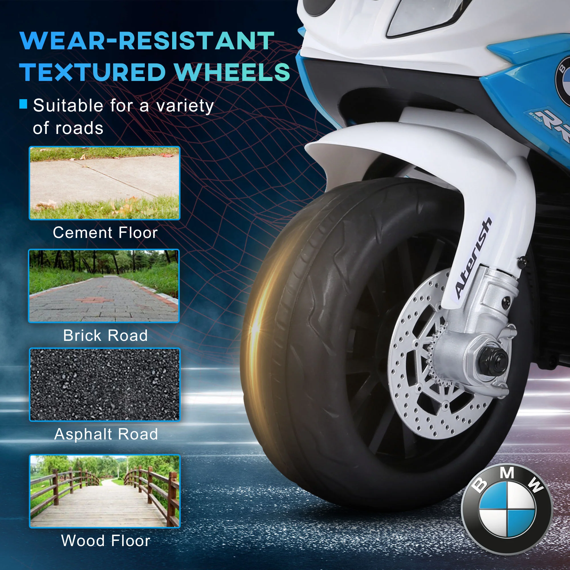 HOMCOM 6V BMW S1000RR Licensed Electric Motorbike For Kids, Blue - Image 7