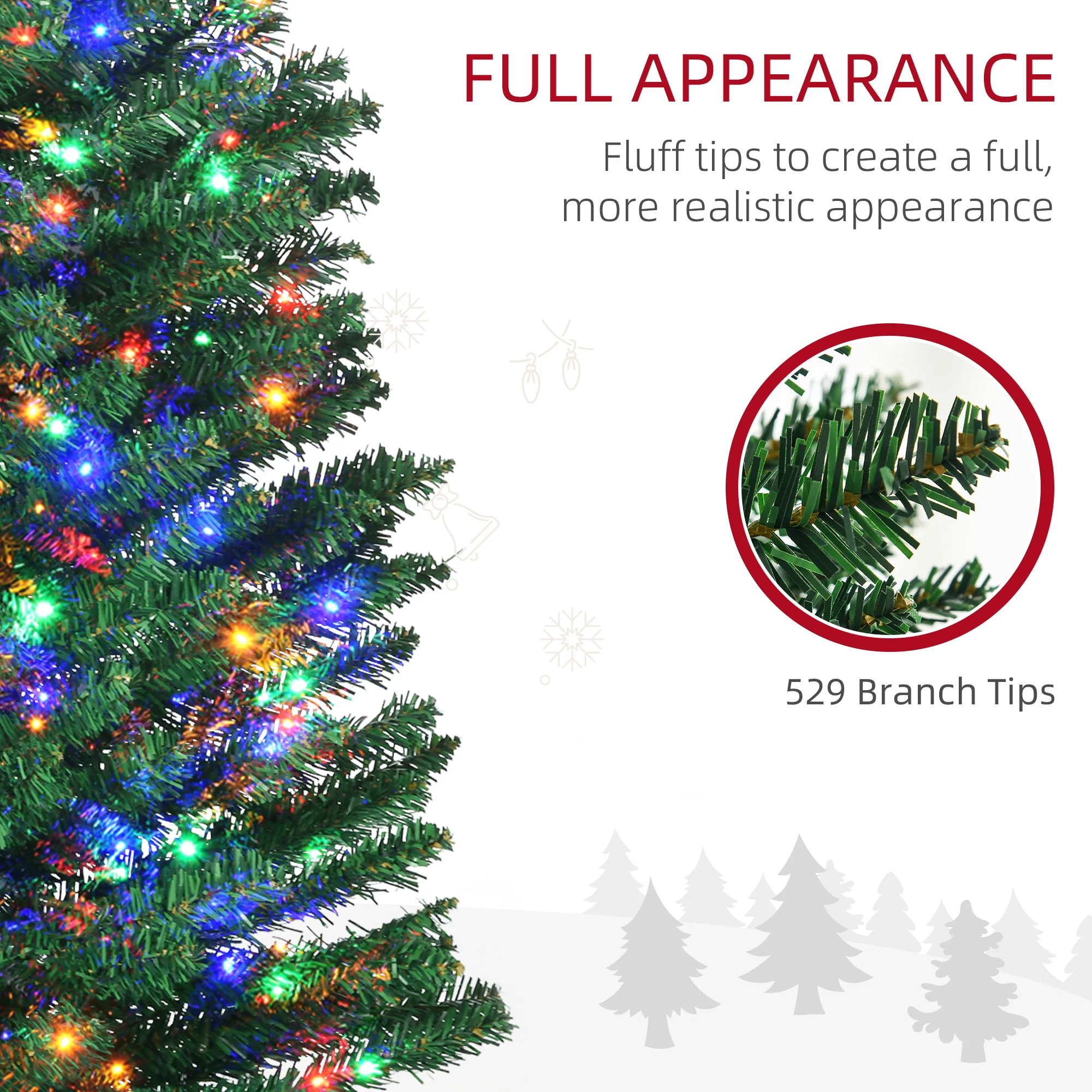 HOMCOM 7.5ft Prelit Pencli Artificial Christmas Tree - Image 4