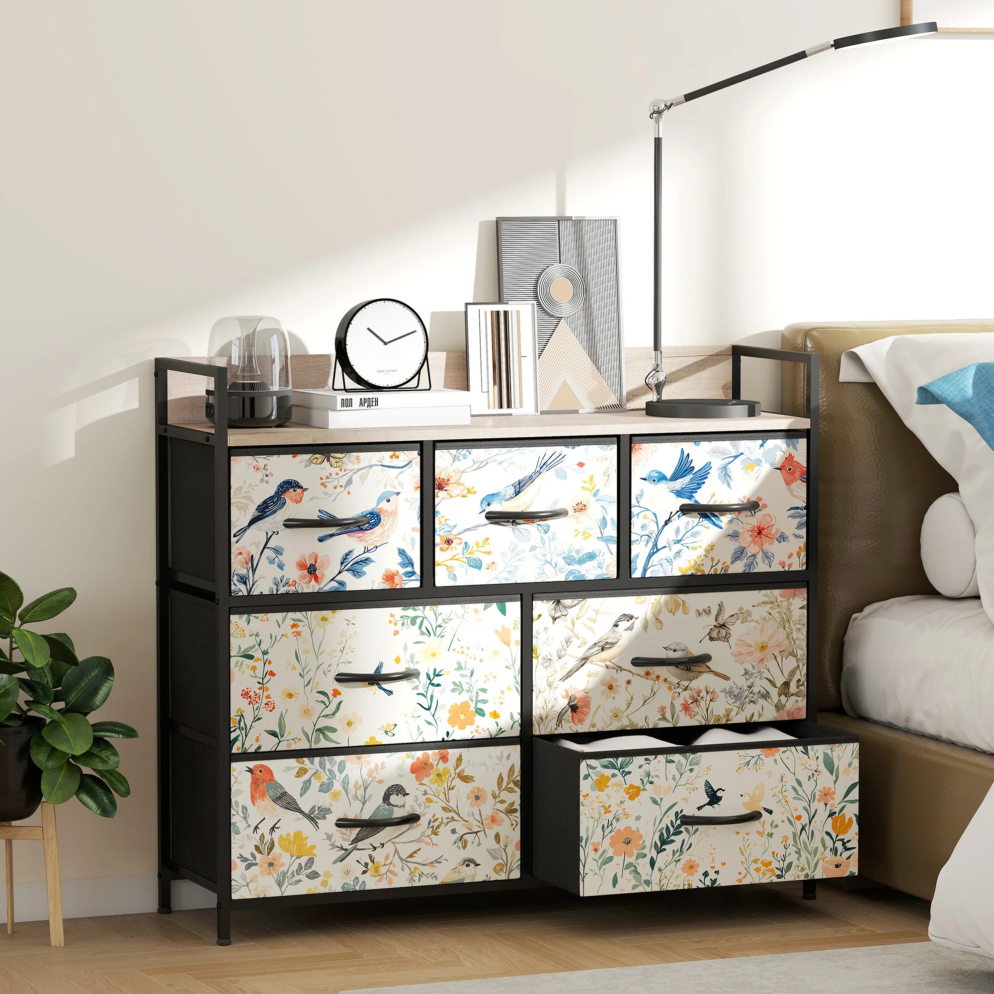 HOMCOM 7-Drawer Chest Of Drawers, Fabric Dresser With Open Shelf - Image 11