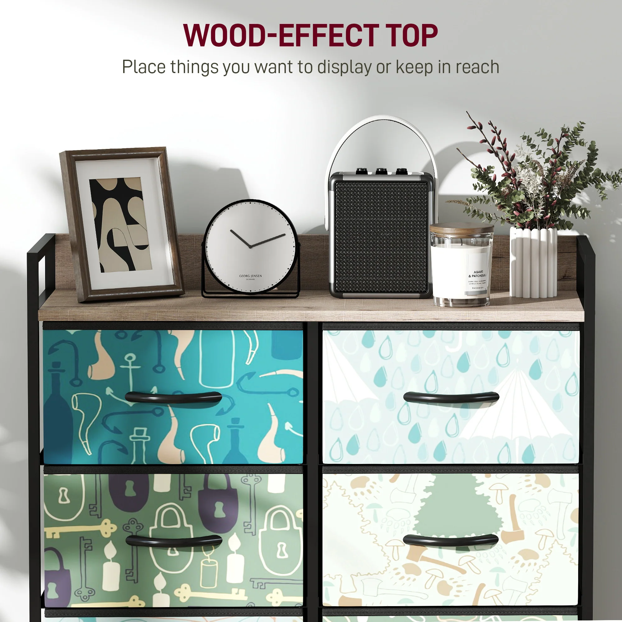 HOMCOM 8-Drawer Chest Of Drawers, Fabric Dresser With Open Shelf - Image 4