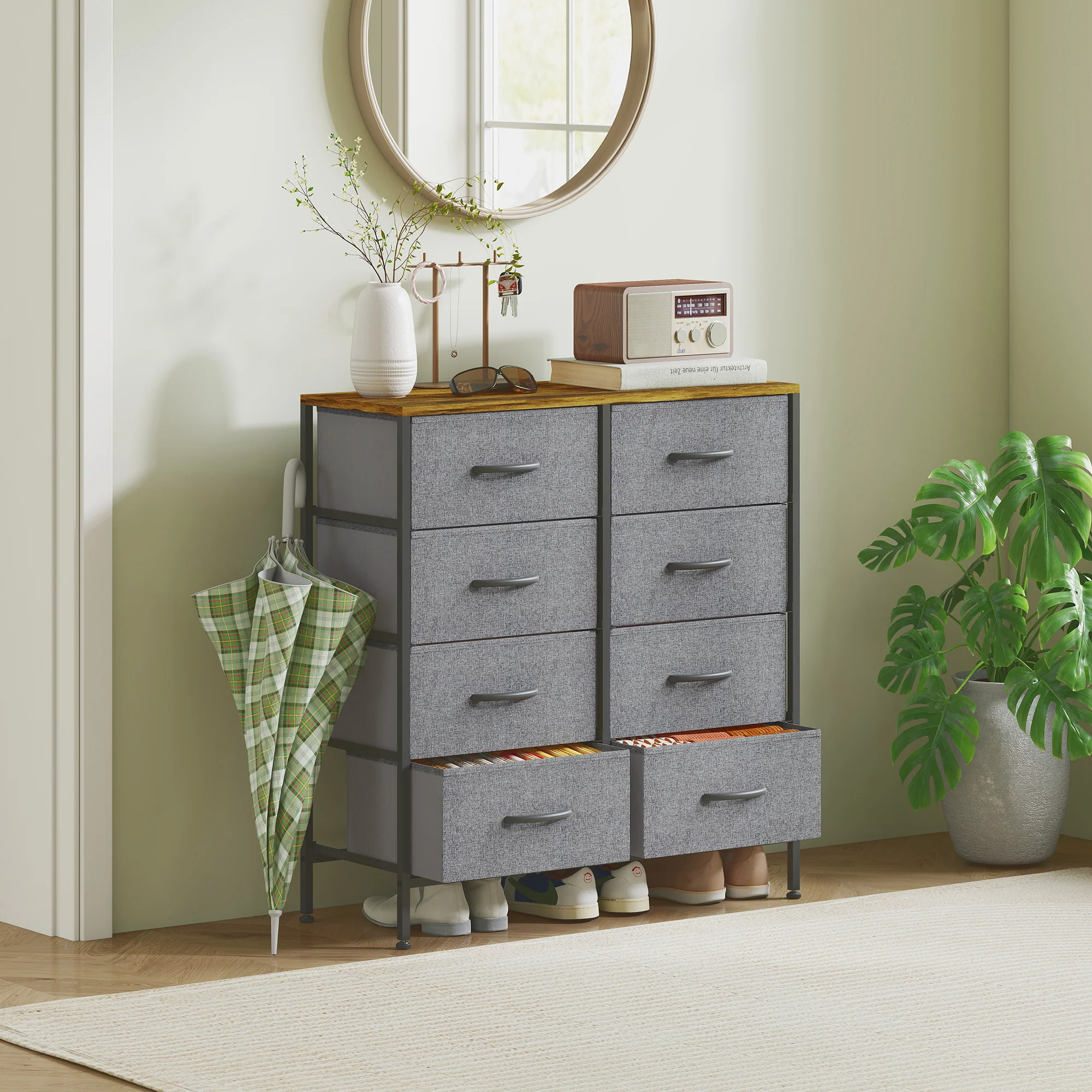 HOMCOM 8 Drawer Fabric Chest Of Drawers W/ Wooden Top For Hallway - Image 17